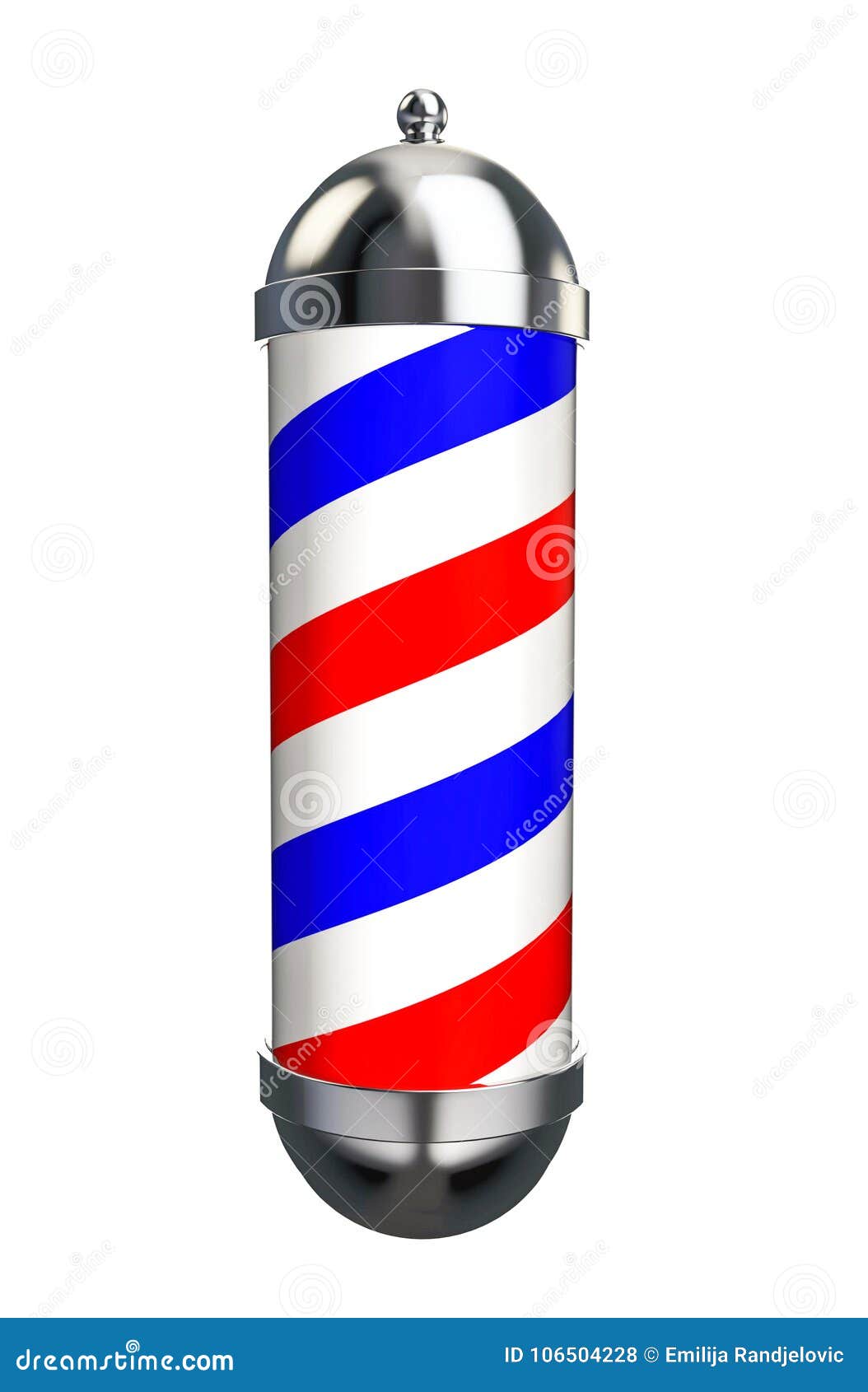 Barber Pole Sign Aisló En El Fondo Blanco Representación 3d Stock de