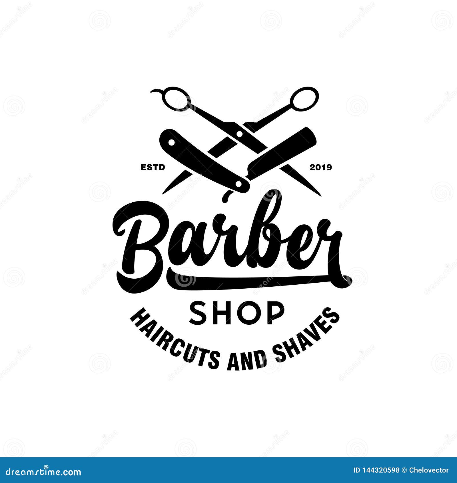 Barber Shop Emblem Badge Logotype Sign. Vector Vintage Illustration ...