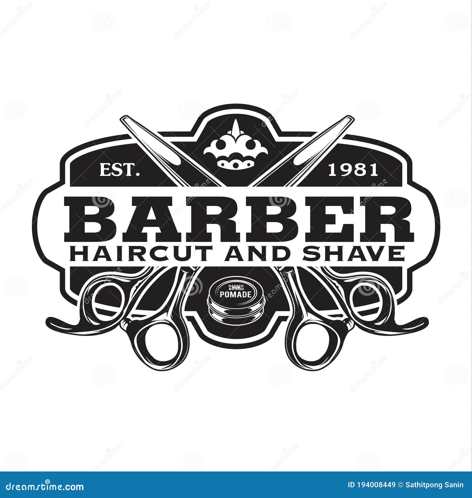 Barber Shop Hair Salon Hair Stylist Vintage Logo Luxury Pomade Retro ...