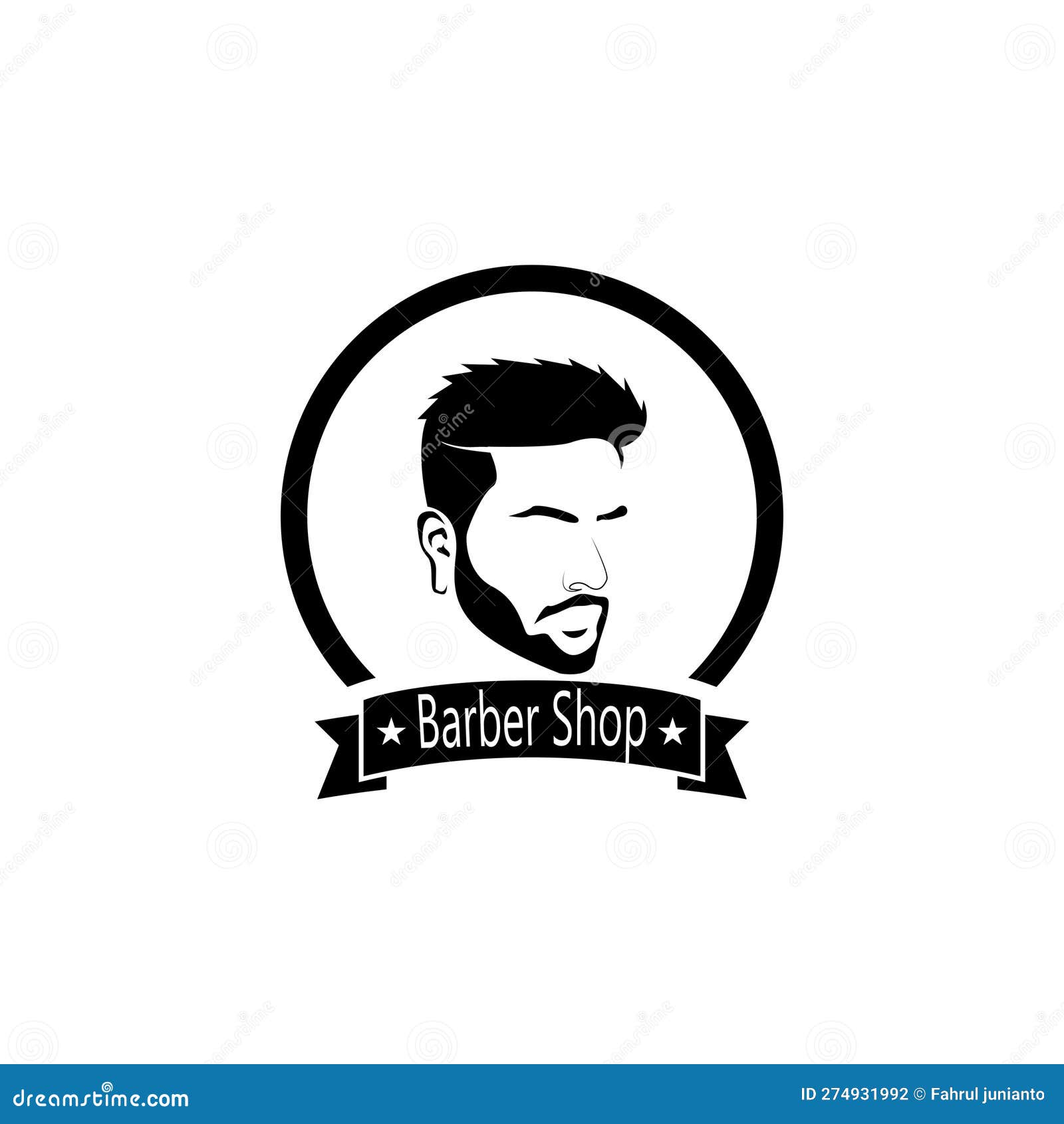 Barber Shop Hair Style Silhouette Vector Template Stock Illustration