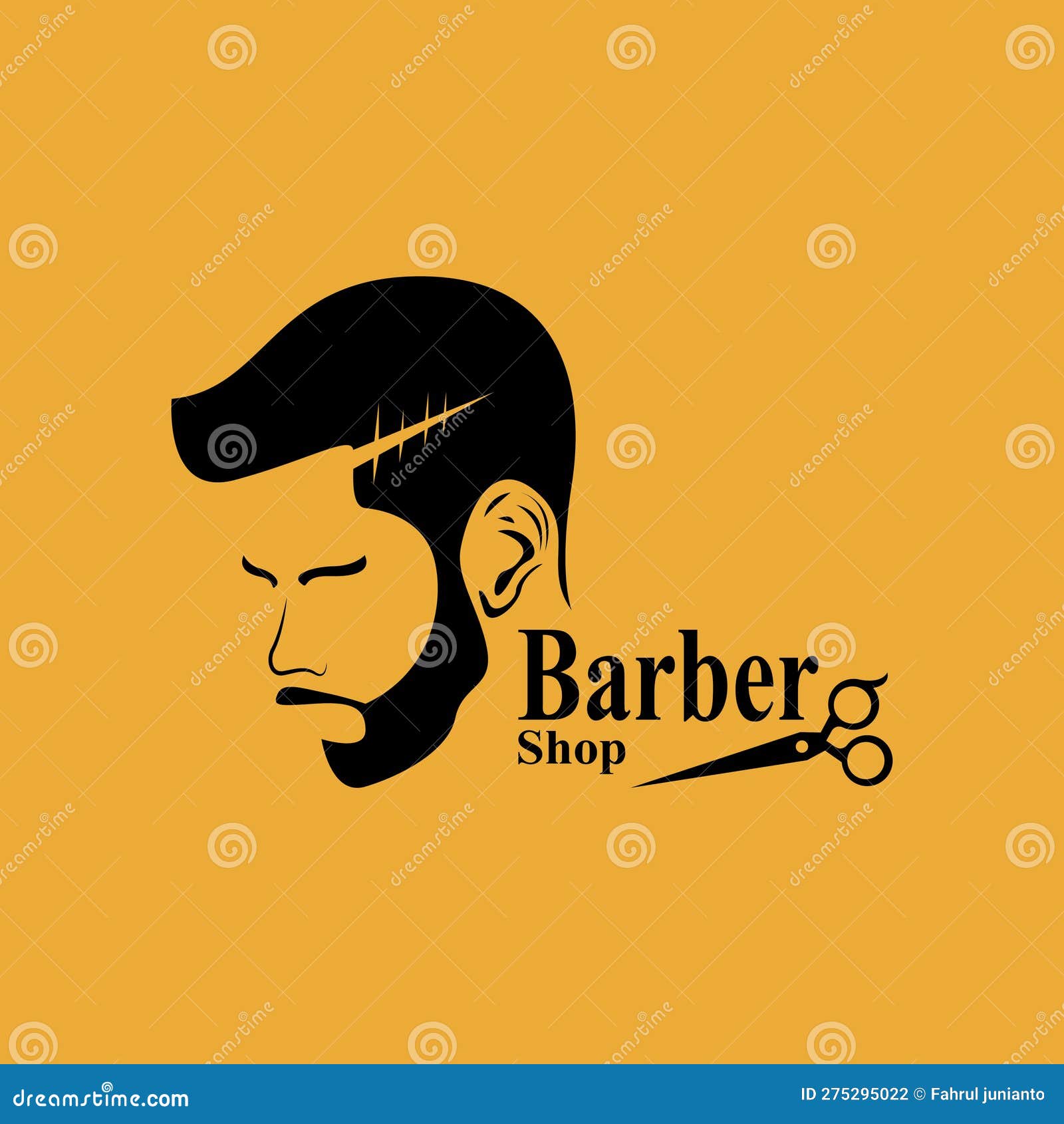 Barber Shop Hair Style Silhouette Vector Template Stock Illustration