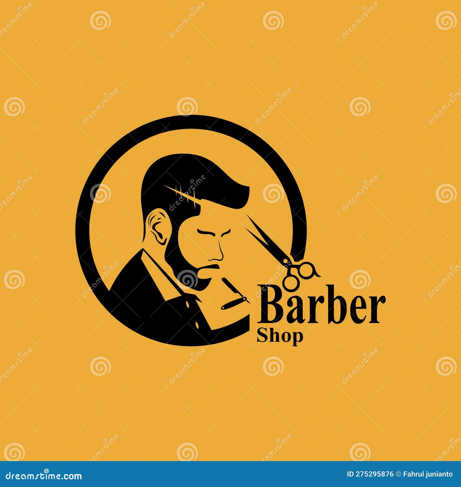 Barber Shop Hair Style Silhouette Vector Template Stock Illustration