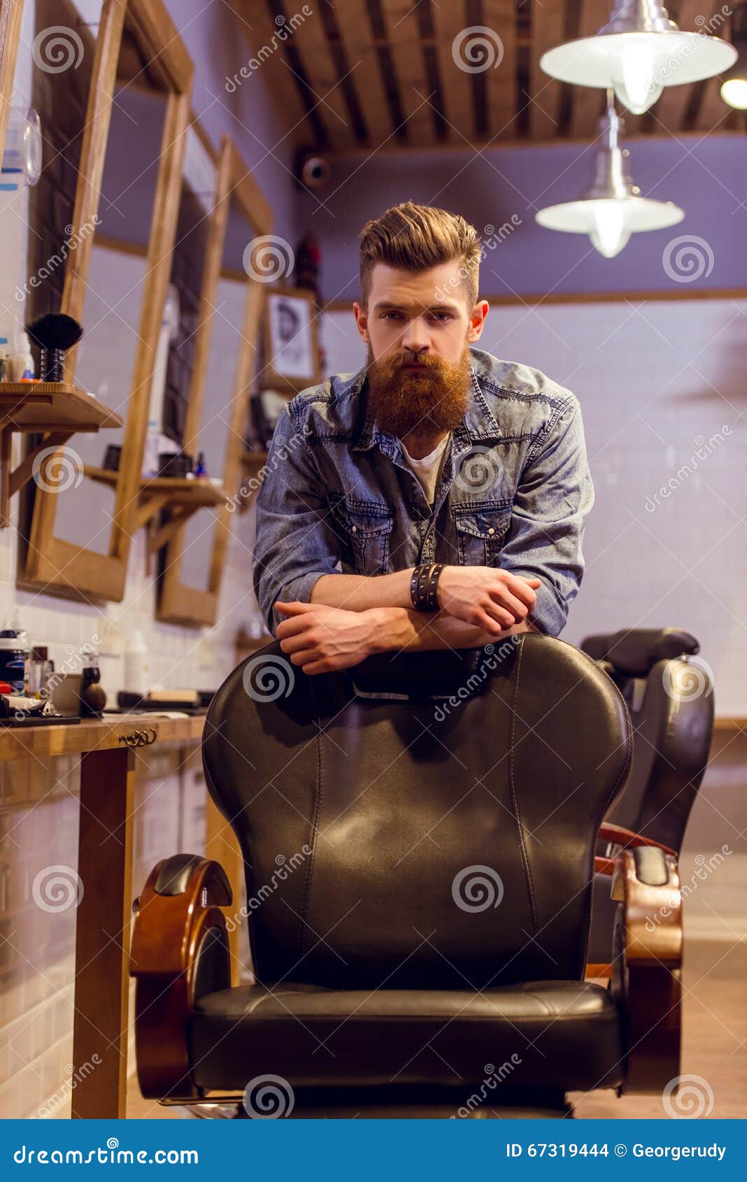 At the barber shop stock photo. Image of grooming, looking - 67319444