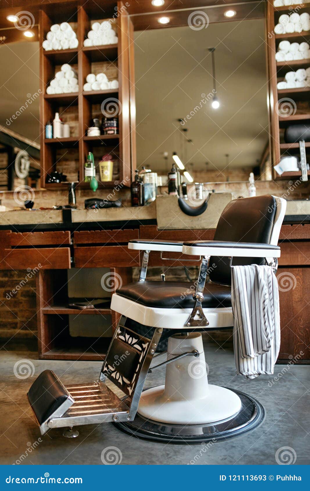 Barber Shop Interior Men Beauty Hair Salon With Antique Chair