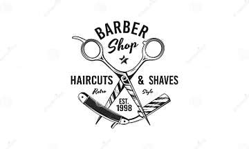 Barber Shop Logo Concept. Scissors and Barber Razor. Logo Template for ...