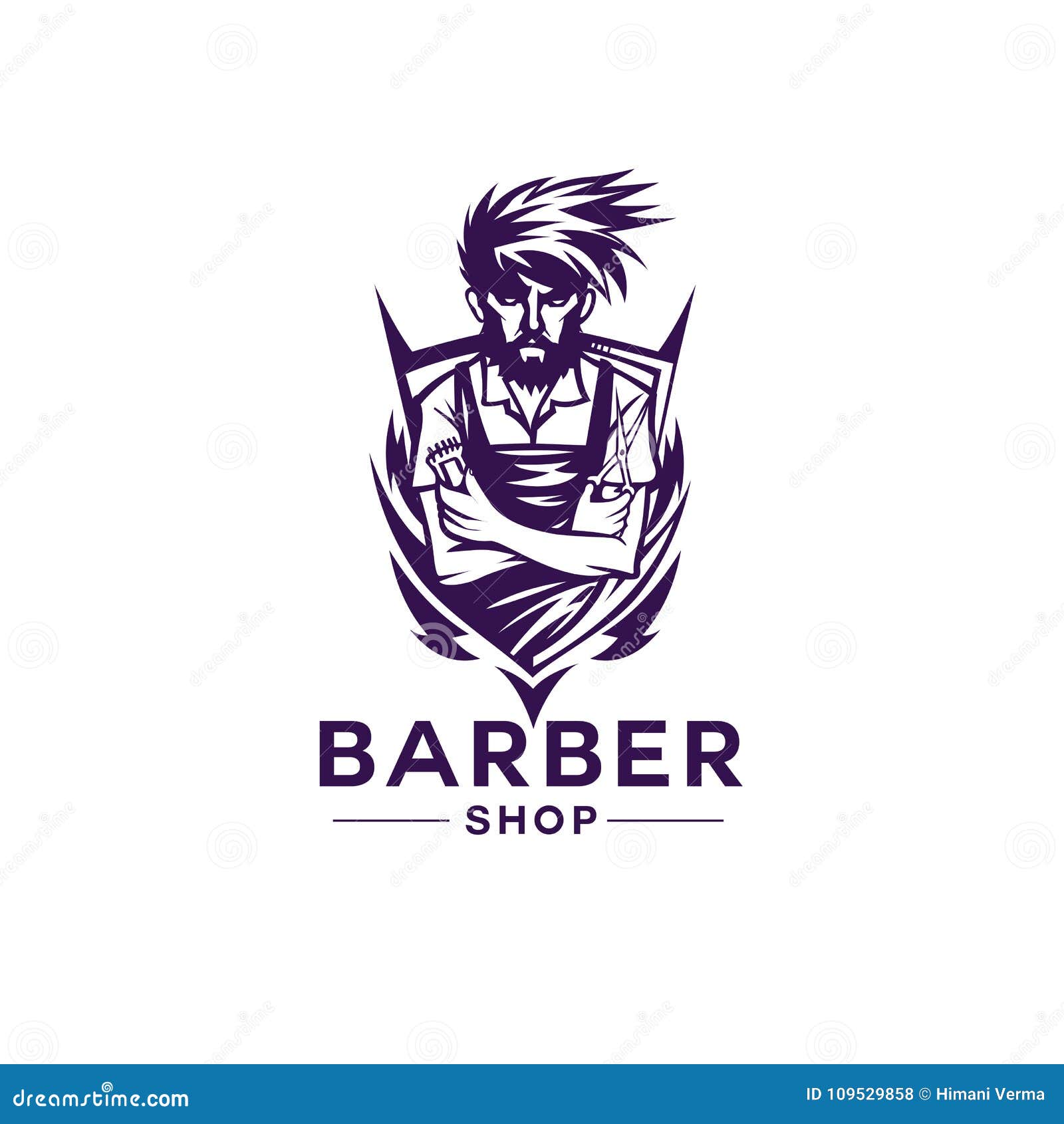 Barber Shop Shield Logo Vector Illustration. Stock Vector - Illustration of  barbershop, banner: 109529858
