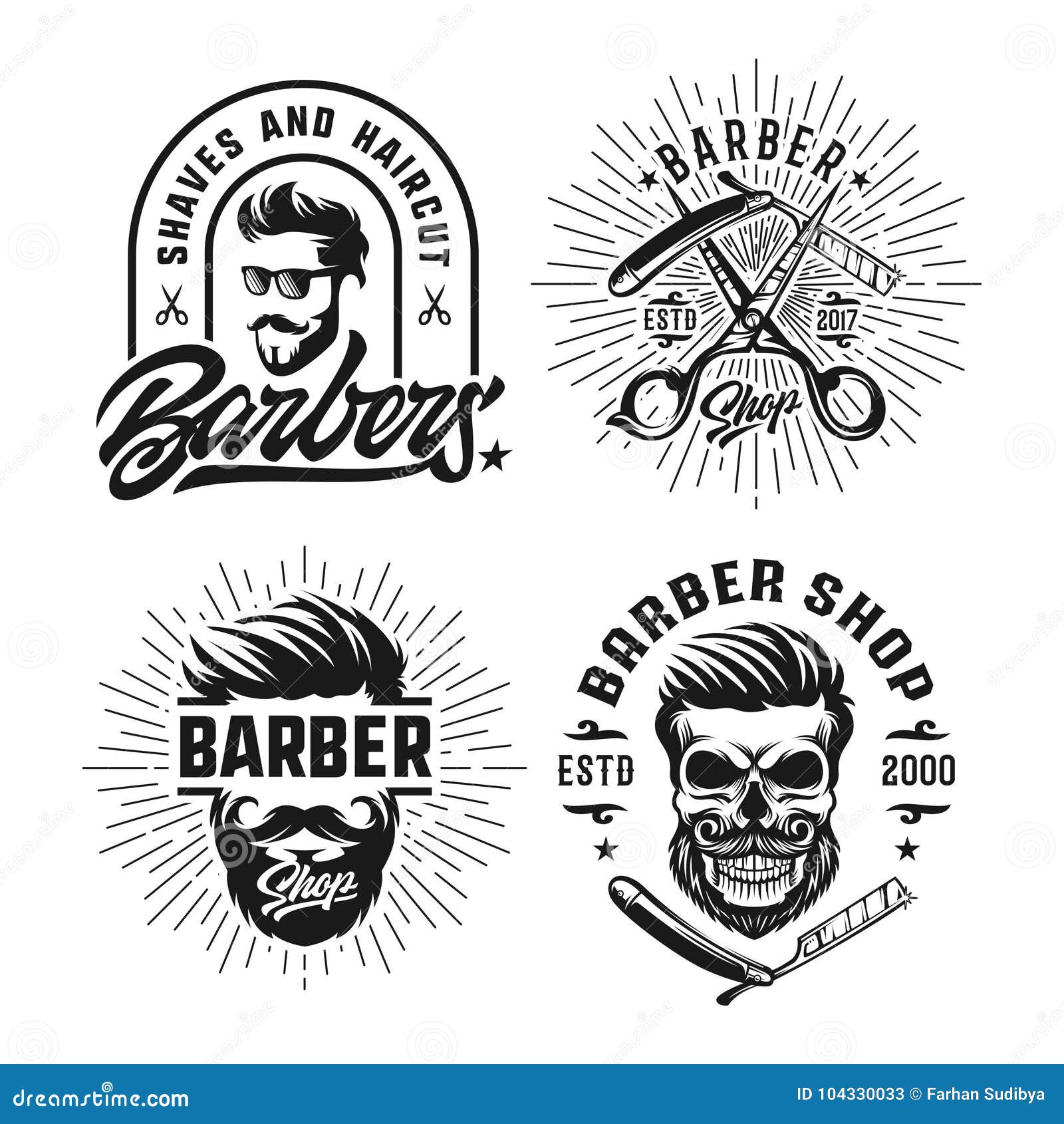 Barber Shop Logo Label Retro Illustration Stock Vector - Illustration of  cover, lettering: 144595135