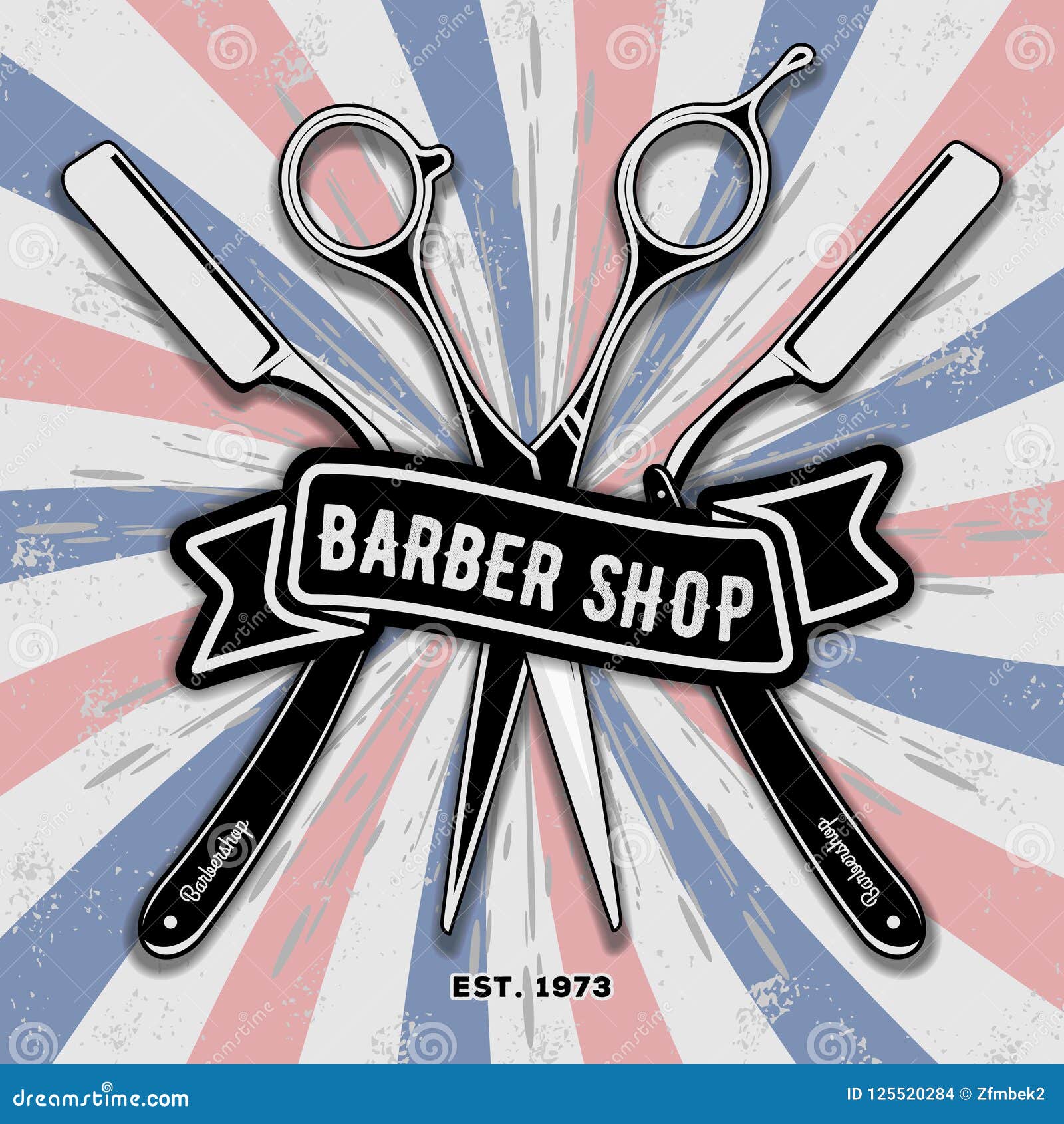 Barber shop vintage label, badge, or emblem. Vector illustration