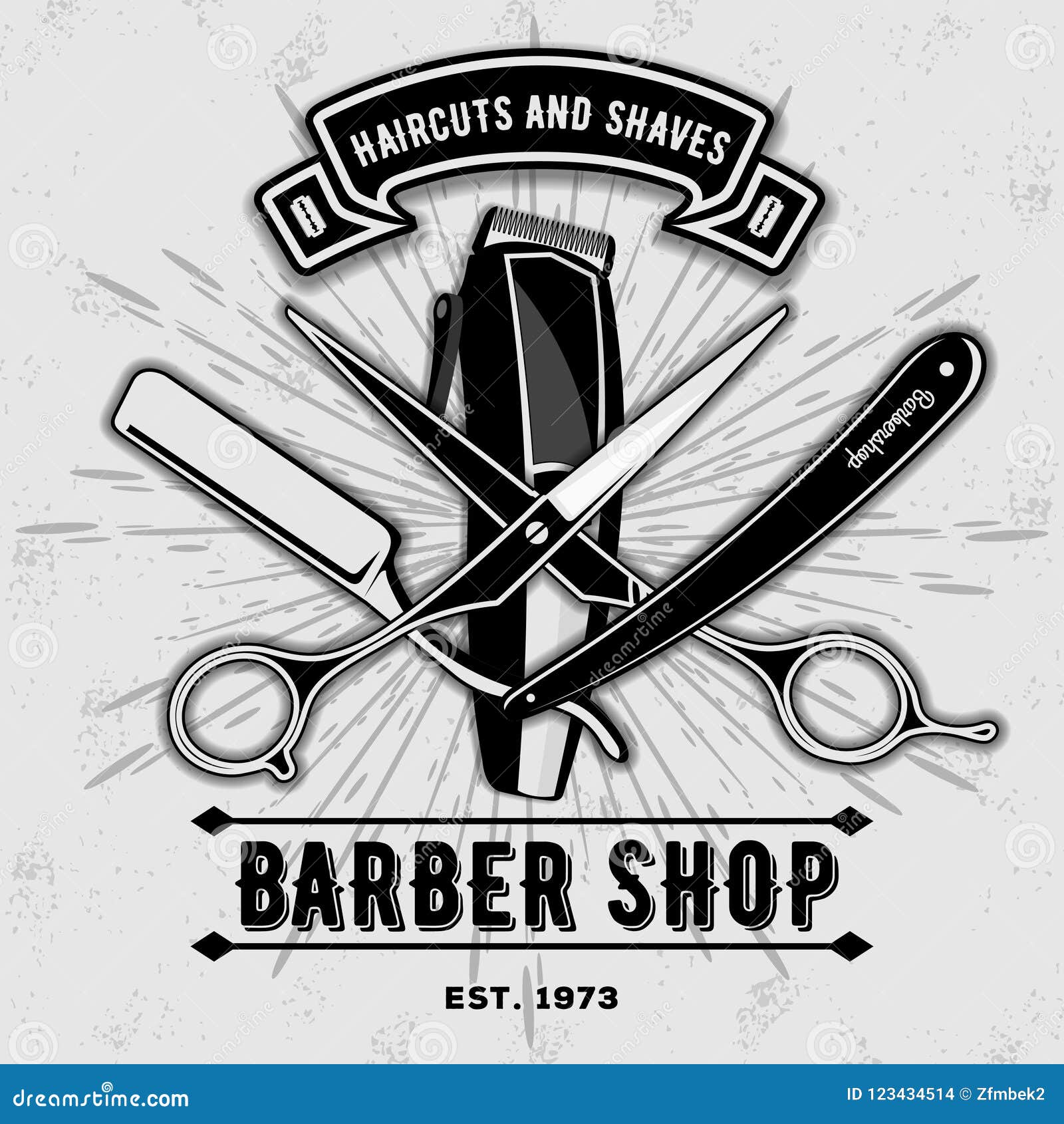 Barber Shop Vintage Label Badge Emblem With Scissors