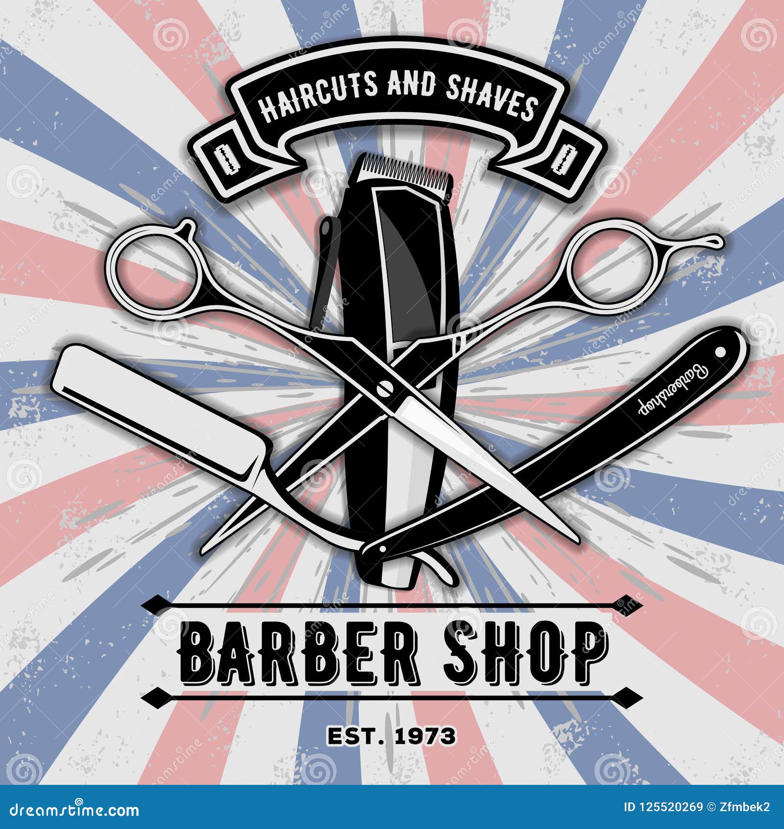 Barber Shop Vintage Label Badge Emblem Stock Vector