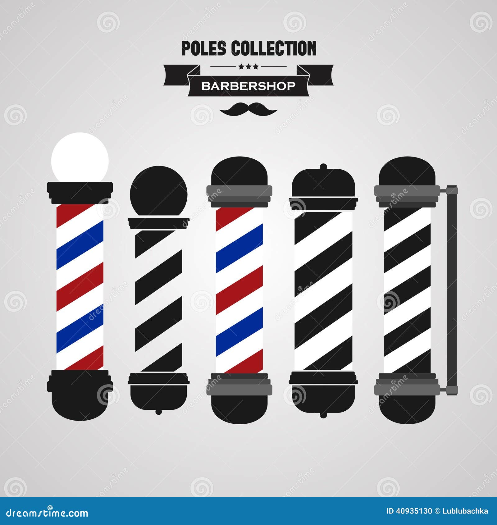 Barber Shop Vintage Pole Icons Set Stock Vector - Image 