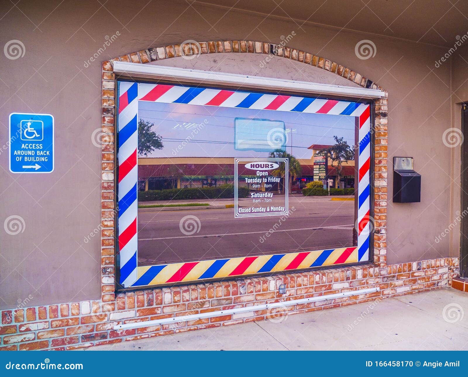 Barber Shop Window Striped Border Frame Blue Red White Sign Decal Custom 