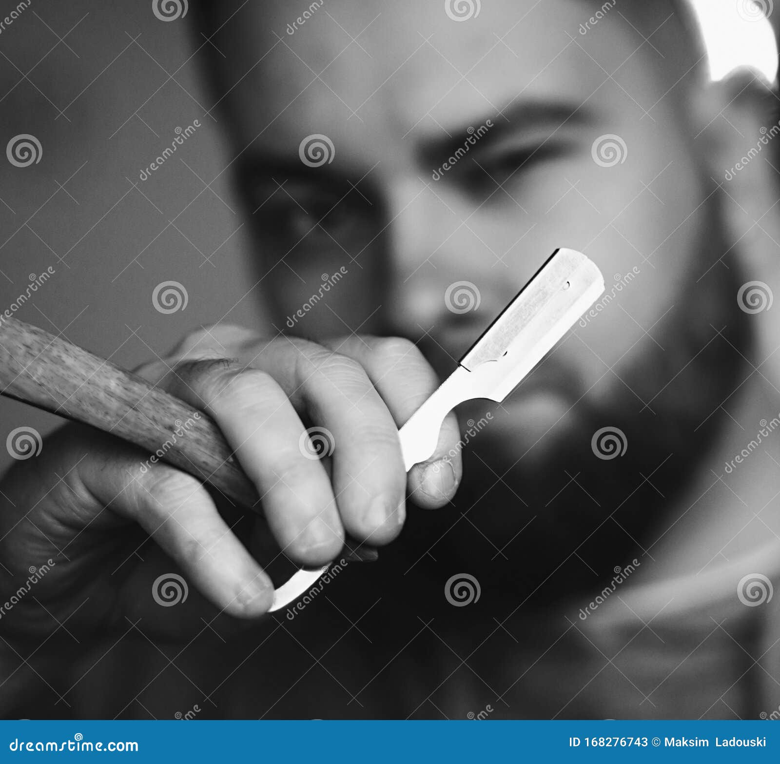 Barber with a Straight Razor Stock Image Image of salon, fashioned