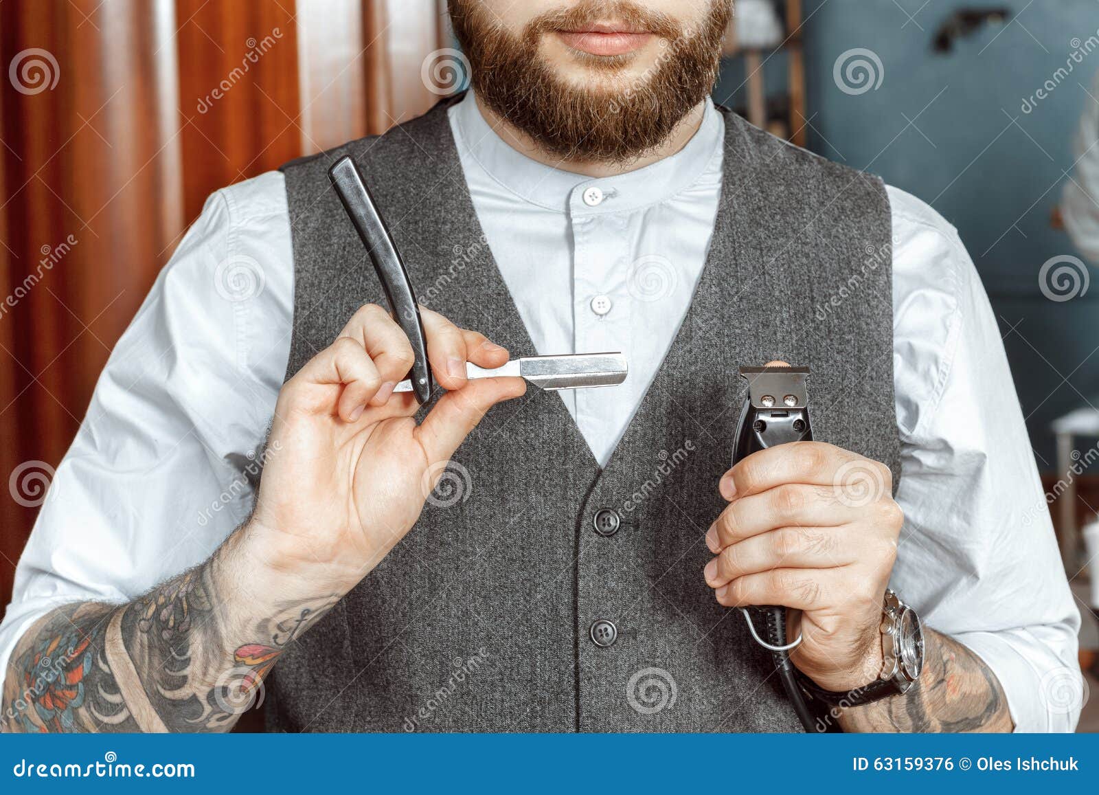 Barber Testing the Sharpness of a Blade Stock Photo Image of people