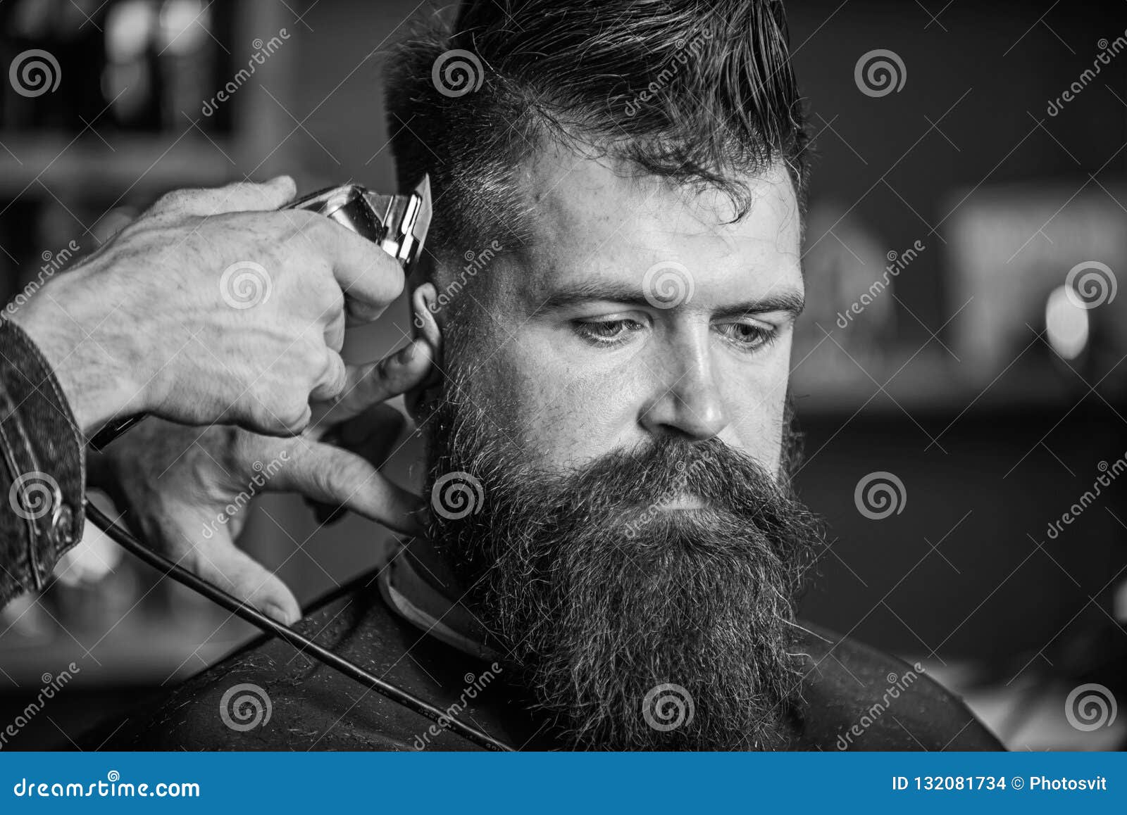 Barbers Hand with Hair Clipper Trimming. Stylish Haircut Concept. Hands ...
