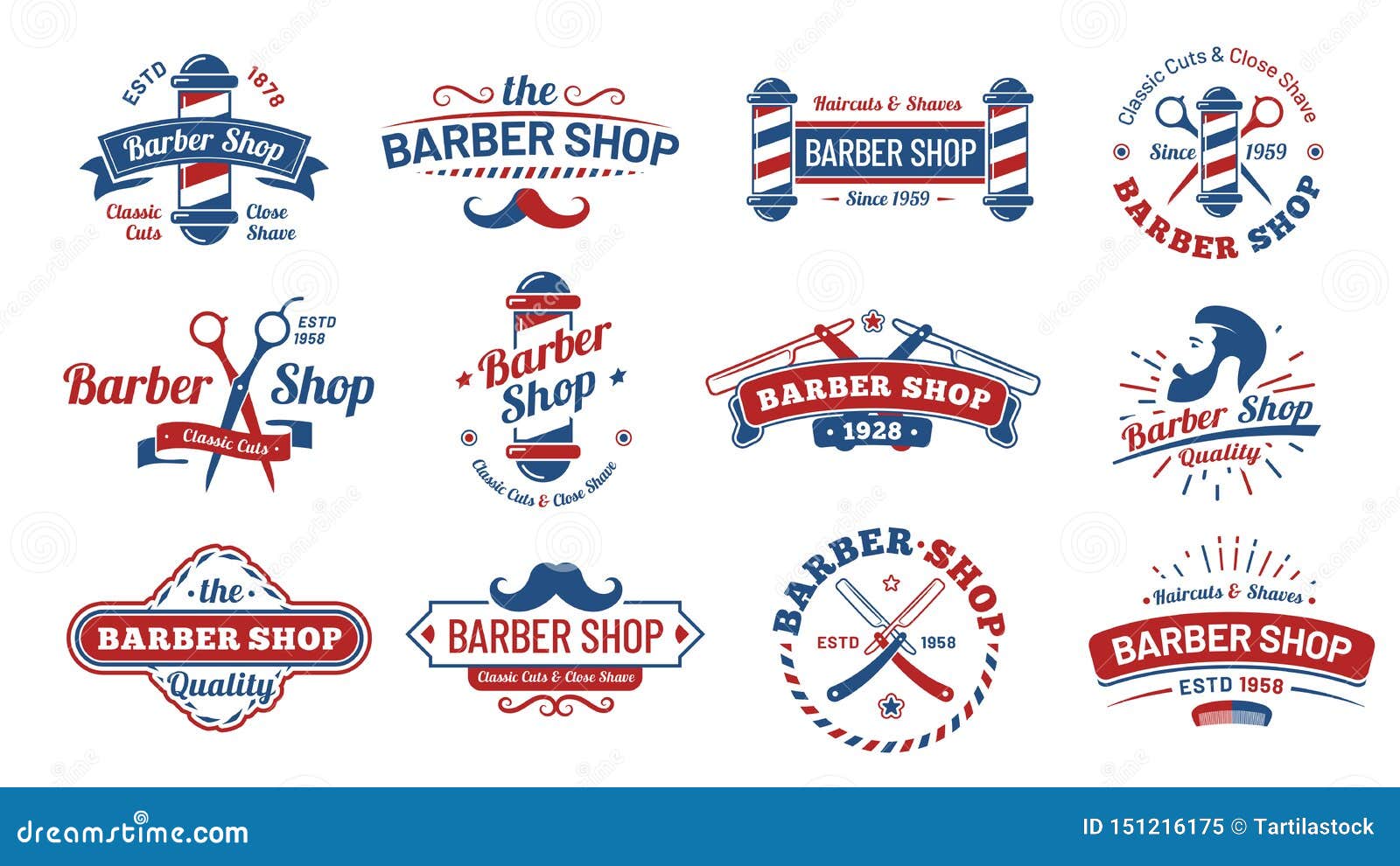 Barbershop Badges Vintage Barber Label Retro Shave Salon