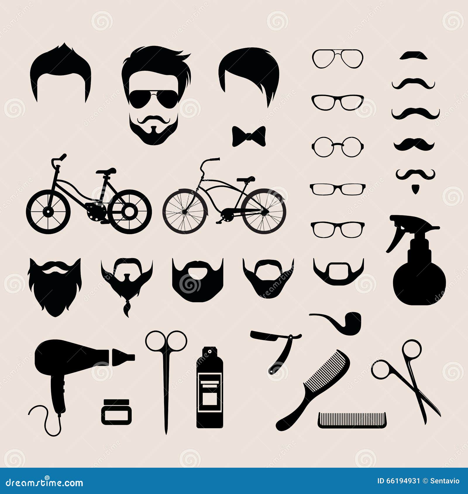 Barbershop Hair Cut Mobile App Flat Vector Hipster Haircut 