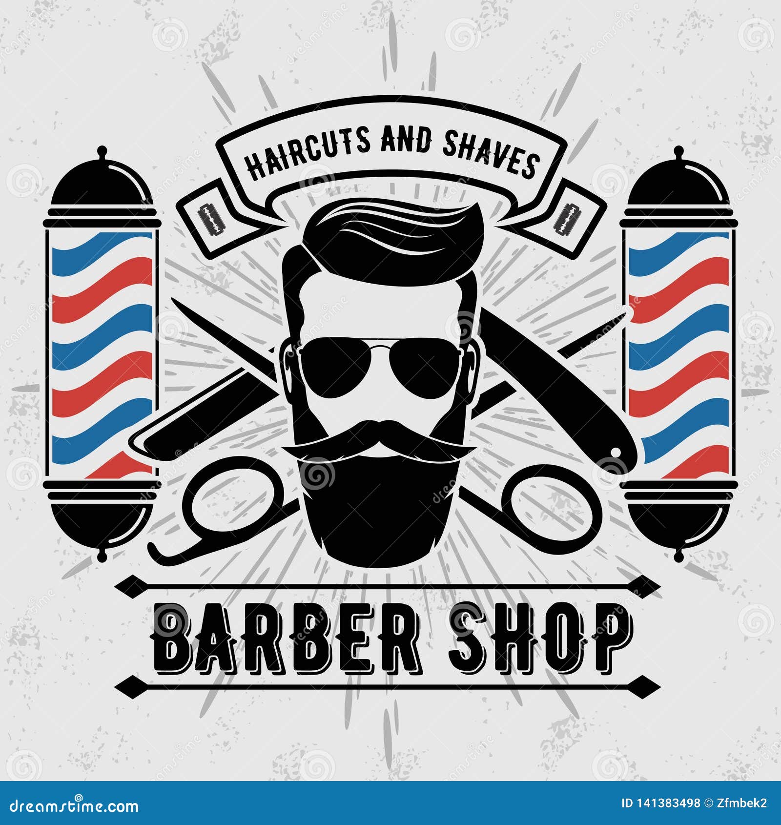 Barbershop Logo With Barber Pole In Vintage Style Stock Vector -  Illustration Of Haircut, Barbershop: 141383498