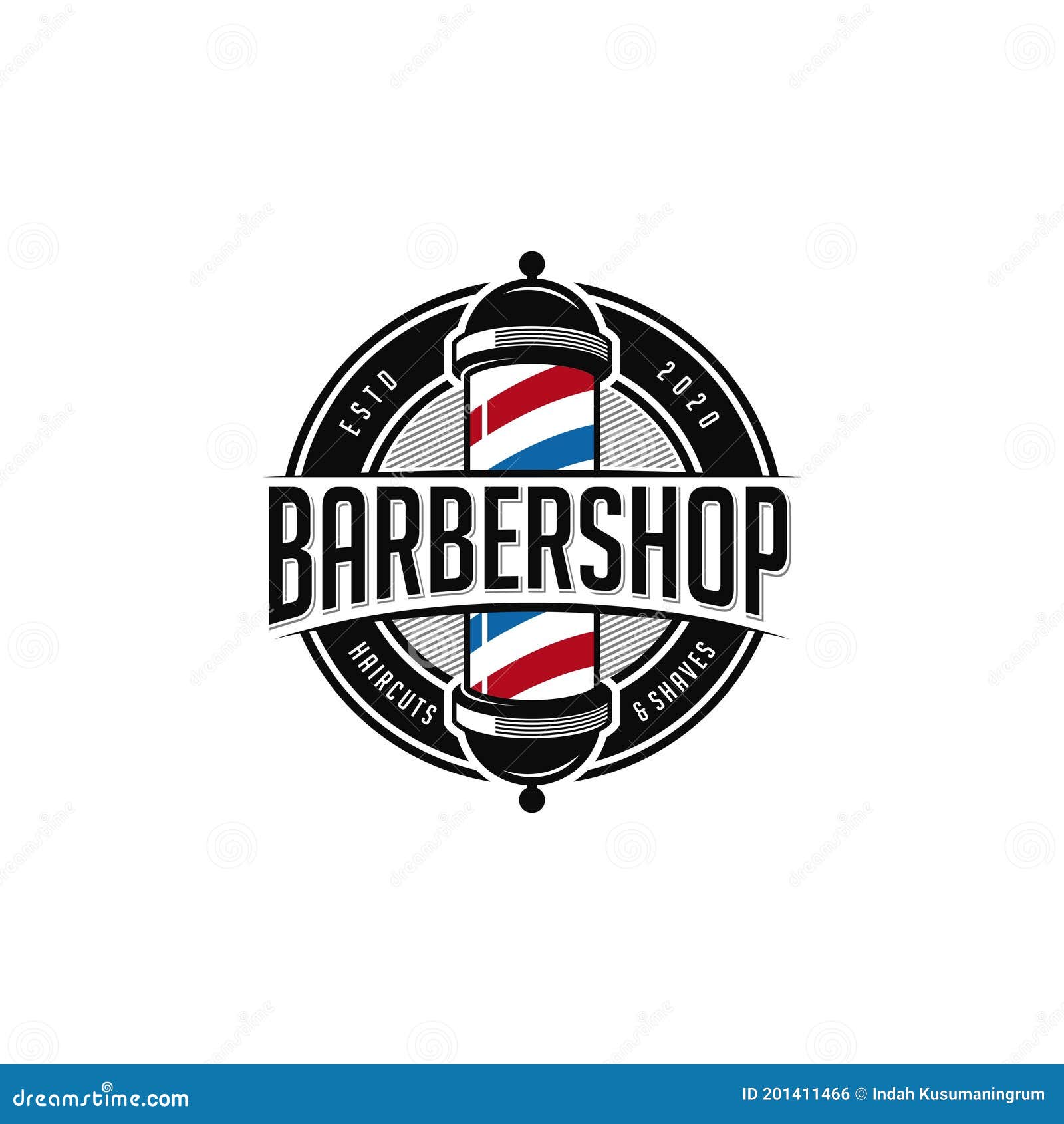 Barber shop vintage logo design Royalty Free Vector Image