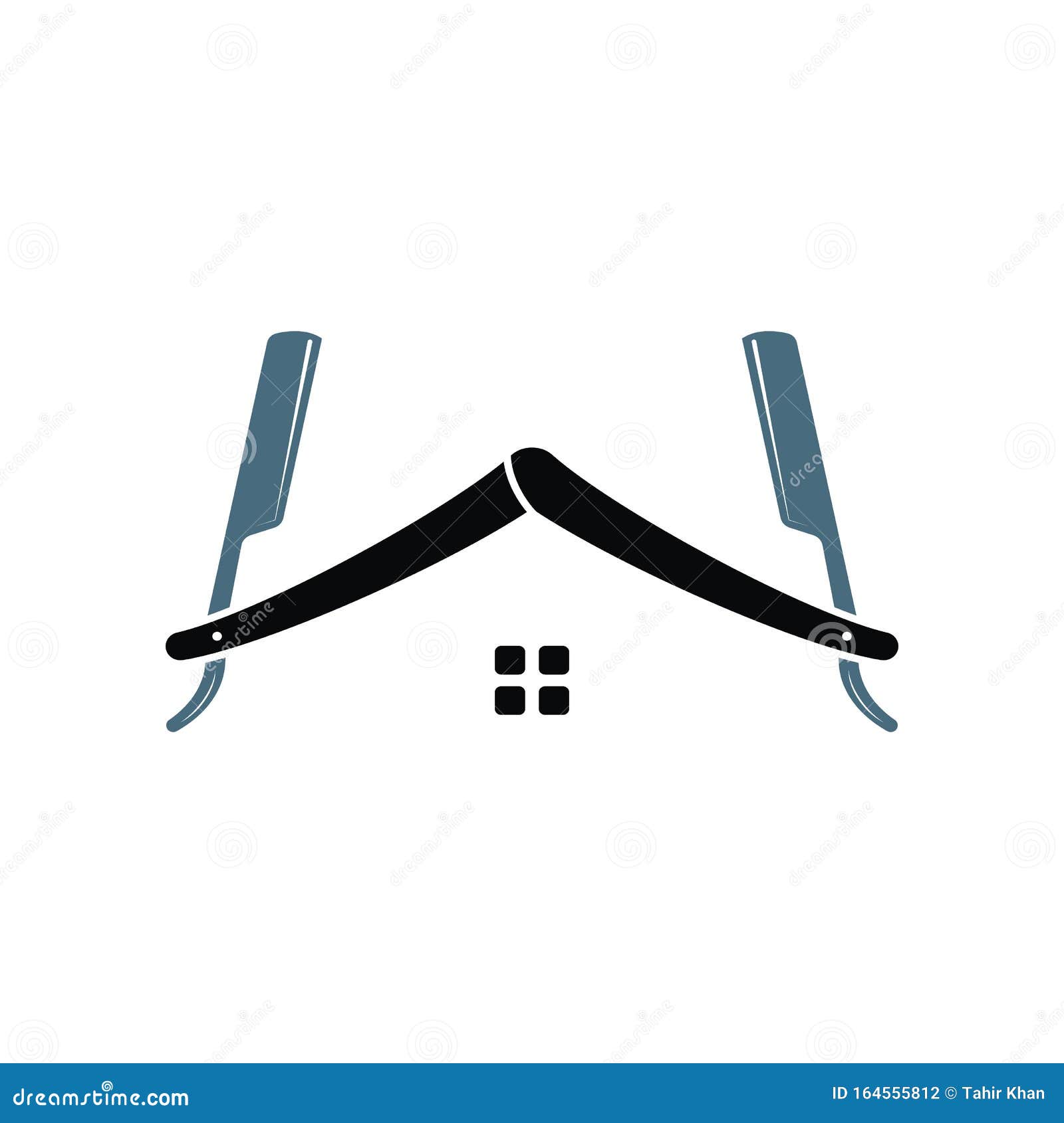 House of Barber Blade Logo Design Icon Template. Stock Vector