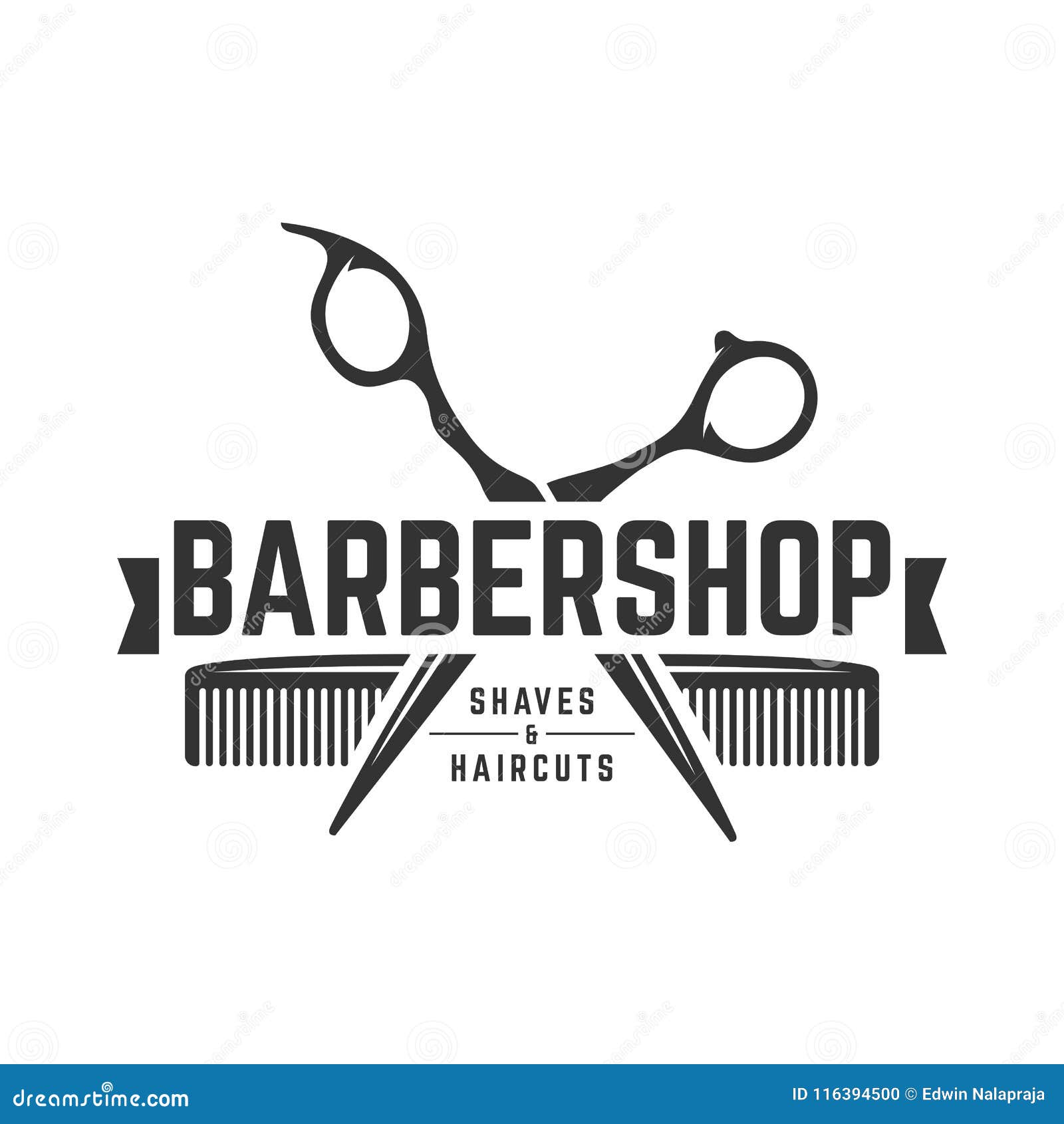 Barbershop Vintage Logo Template on Isolated White Background Stock ...