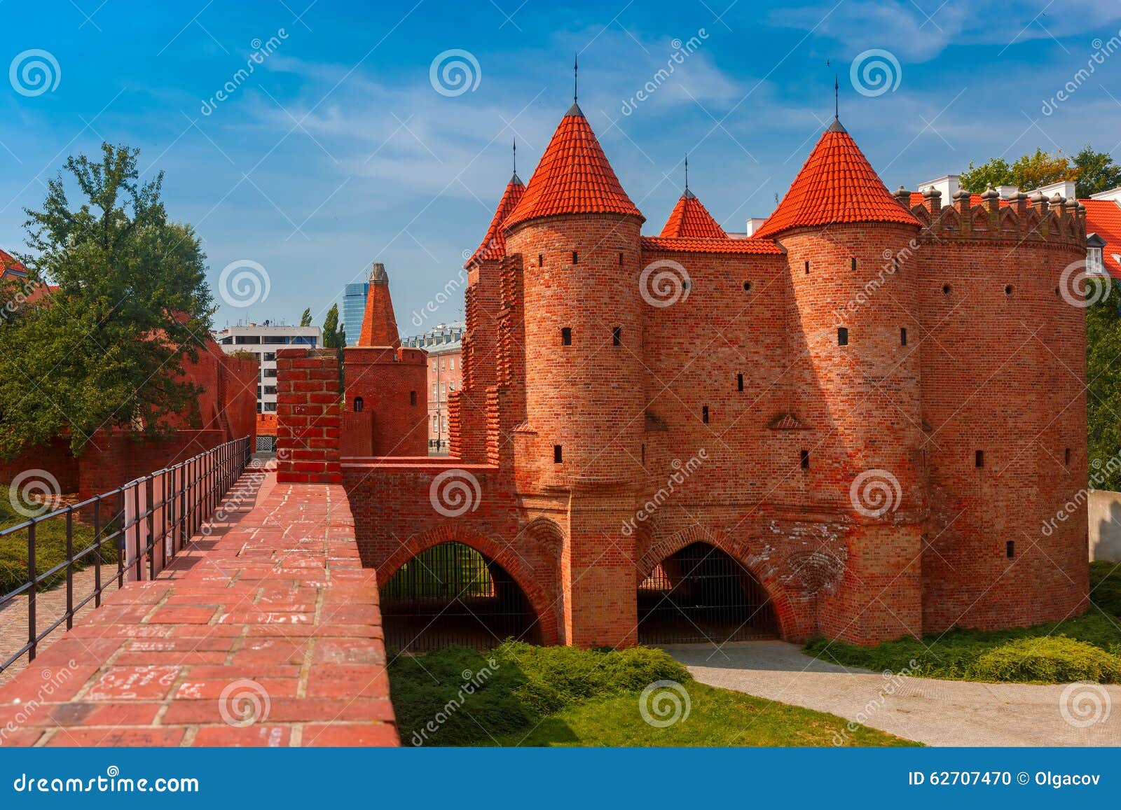 barbican in the old town of warsaw, poland