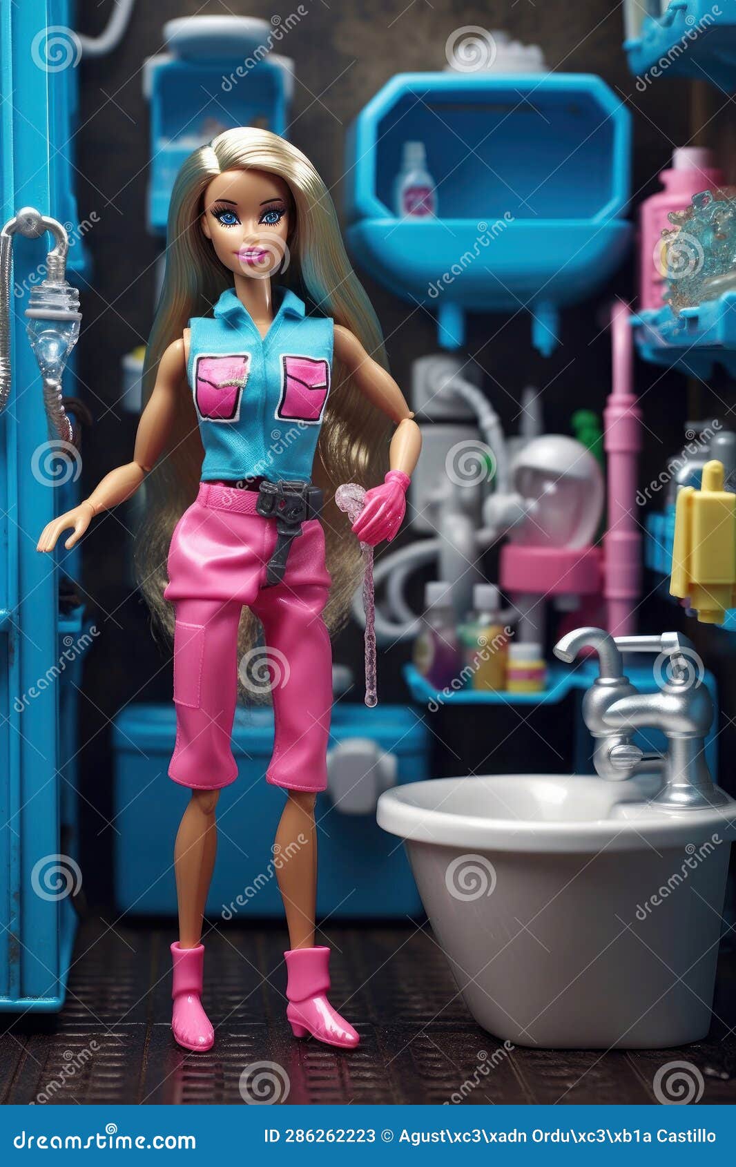 Barbie Doll, Cleaning the Bathroom. Editorial Stock Photo Illustration of domestic, cleaner