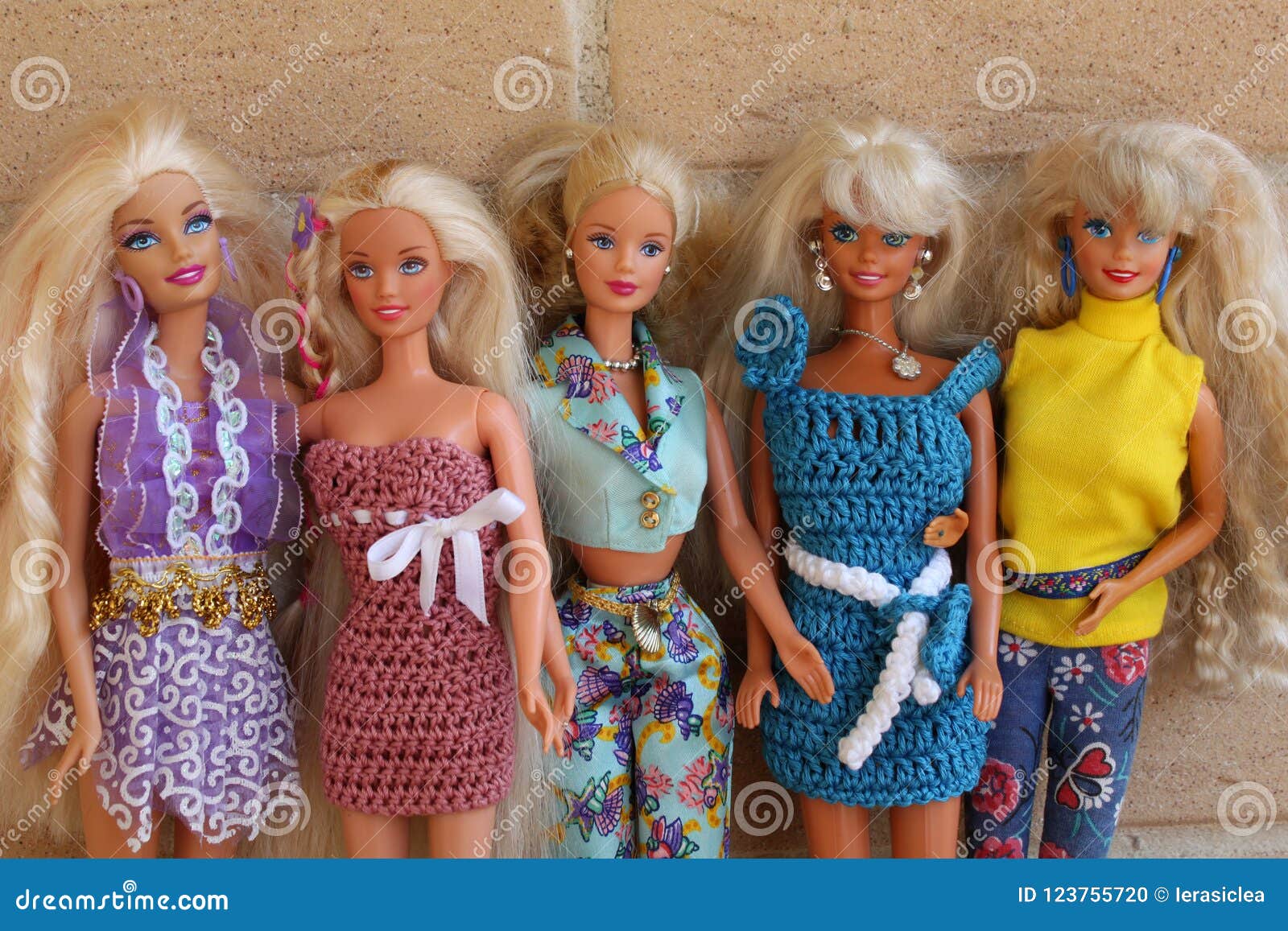 Barbie Dolls Whit 80s and 90s Outfits Editorial Image - Image of ...
