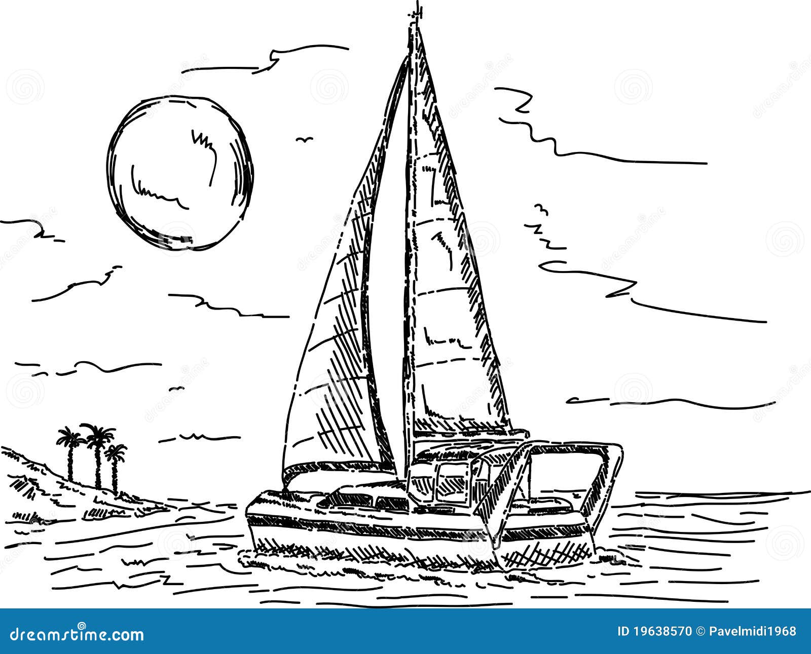 Barca A Vela Nel Tramonto Illustrazione Vettoriale Illustrazione Di Lifestyle