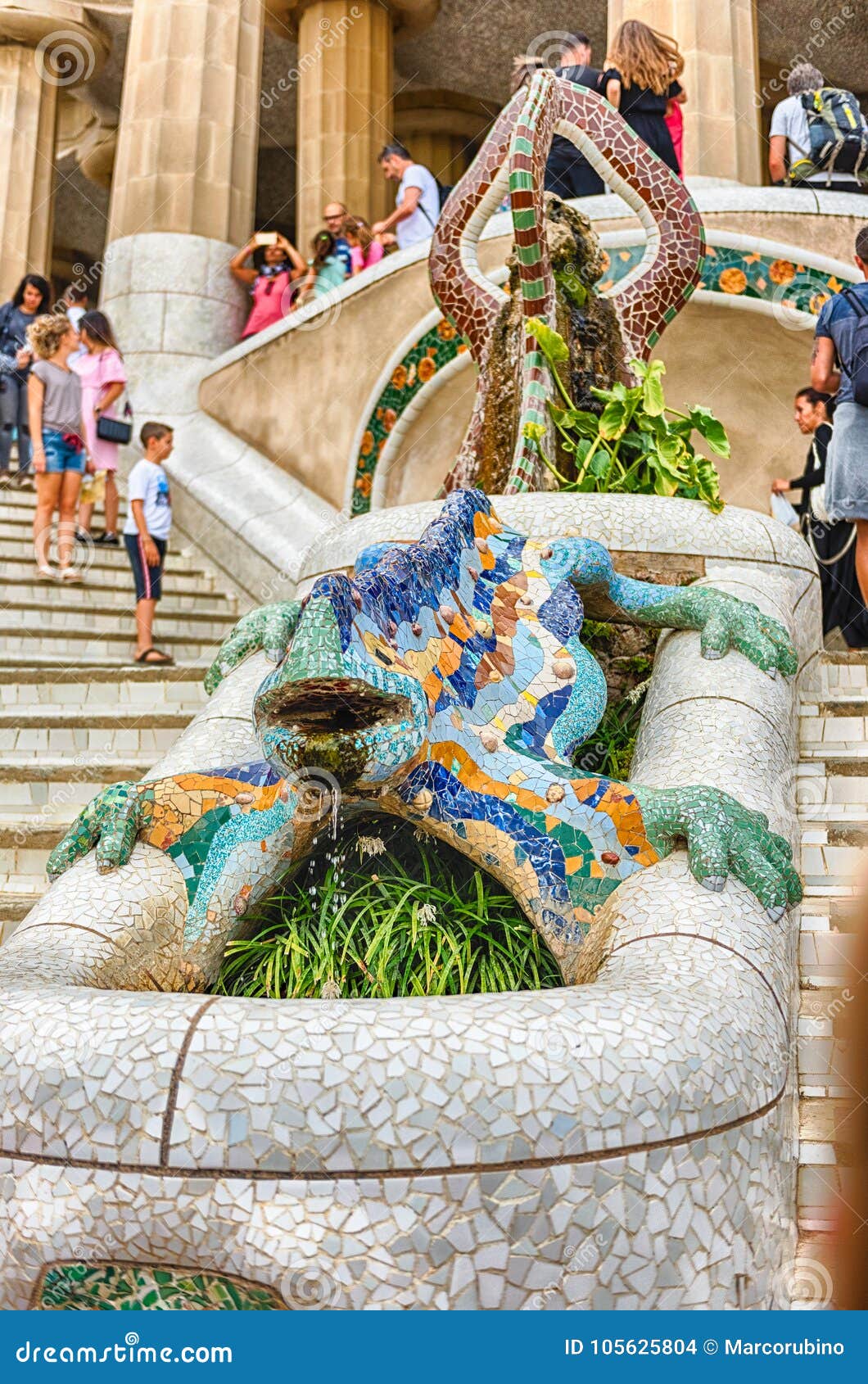 The Iconic Dragon Sculpture In Park Guell Barcelona Catalonia Spain Editorial Stock Image Image Of Sculpture Outdoor