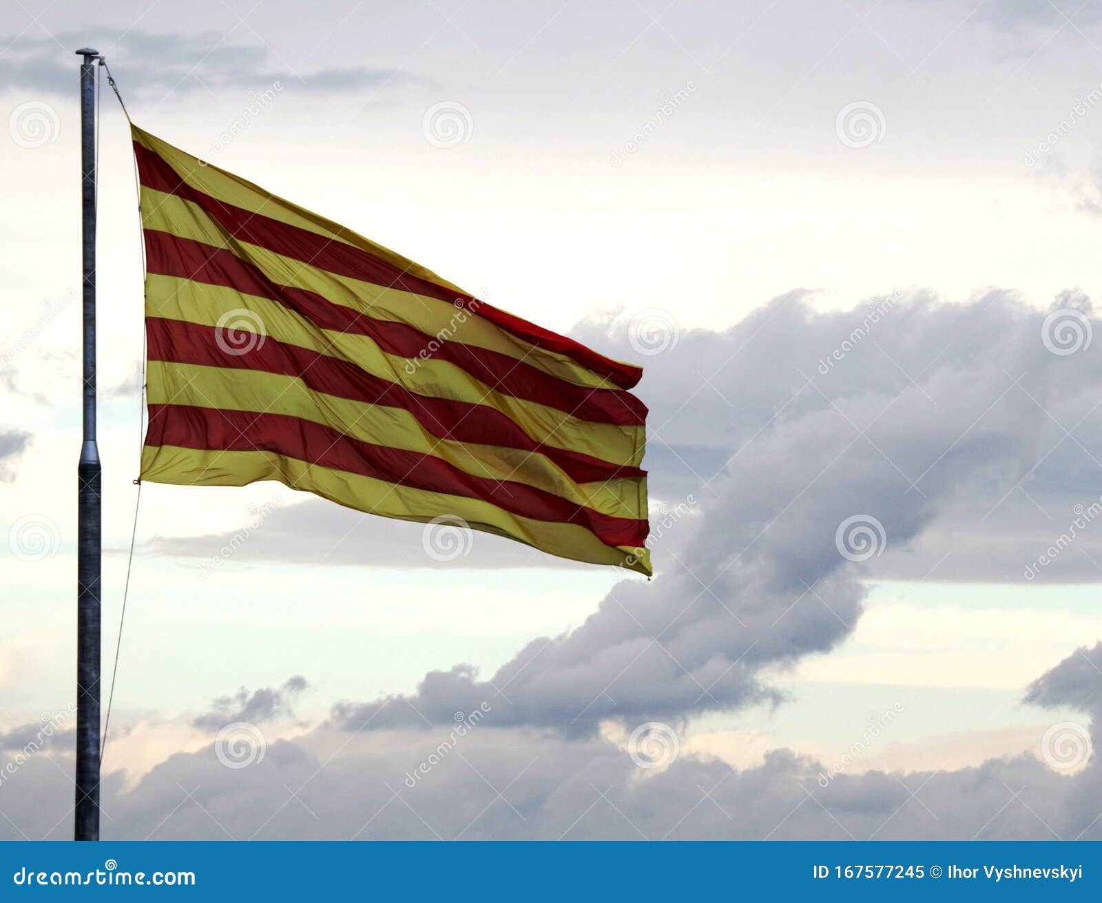 Barcelona Catalonia Spain: Catalan Flag Waving on the Wind Stock Image ...