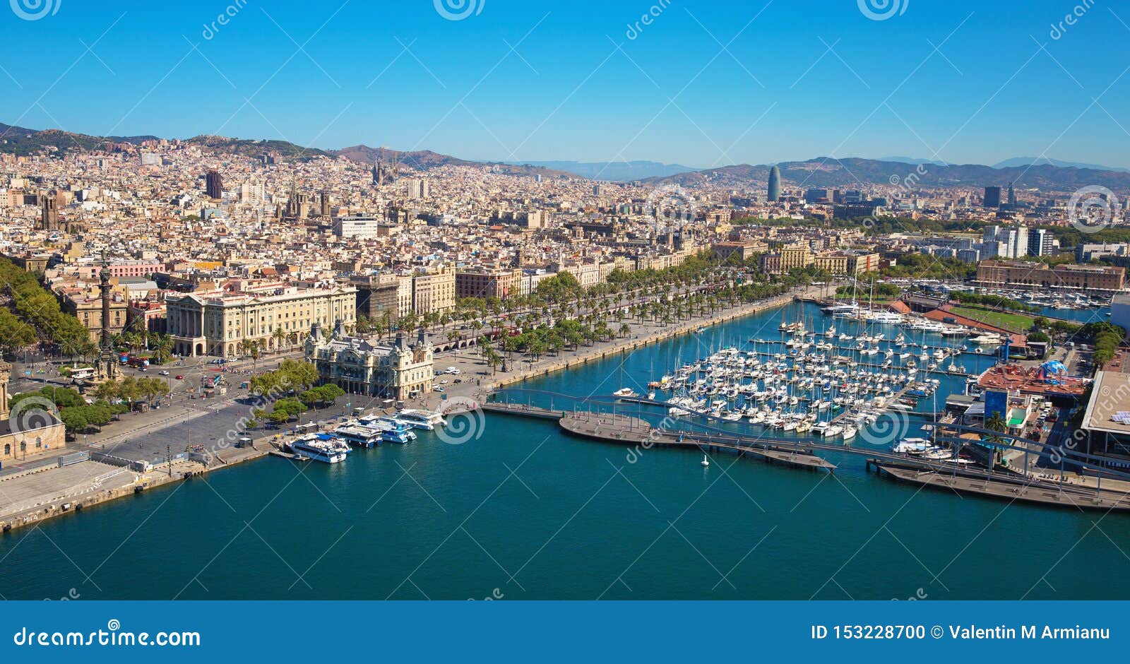 barcelona marina port from above