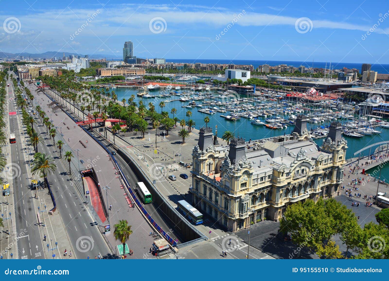 Barcelona marina top view editorial image. Image of boulevard - 95155510