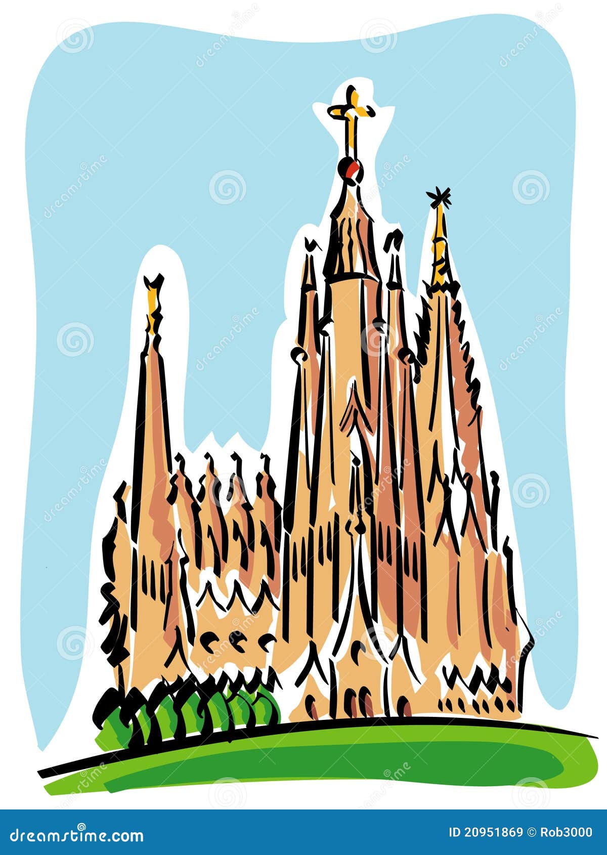 Barcelona (the Sagrada Familia) Stock Vector - Illustration of cathedral,  catalonia: 20951869
