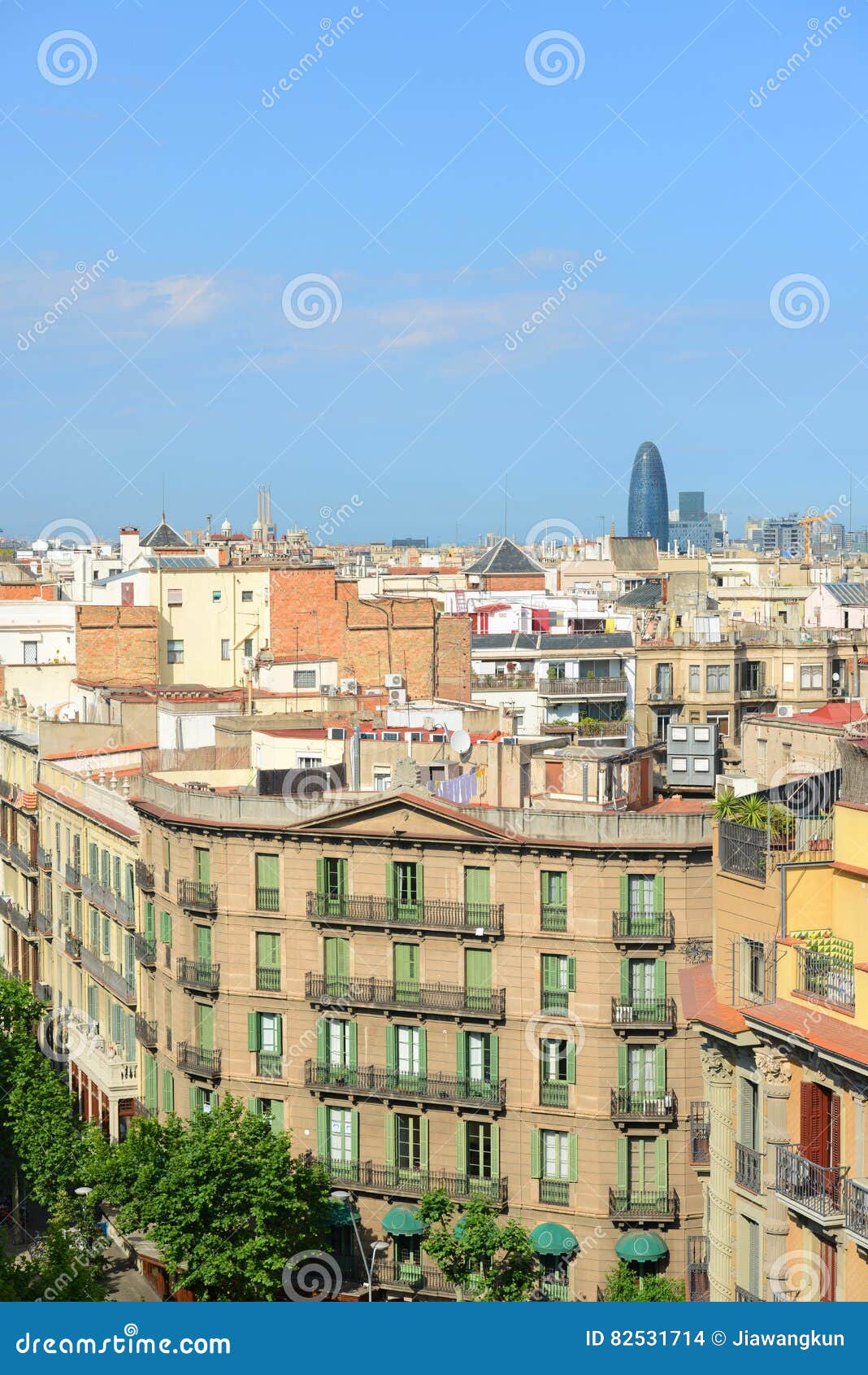 Barcelona Skyline and Torre Agbar, Spain Stock Photo - Image of ...