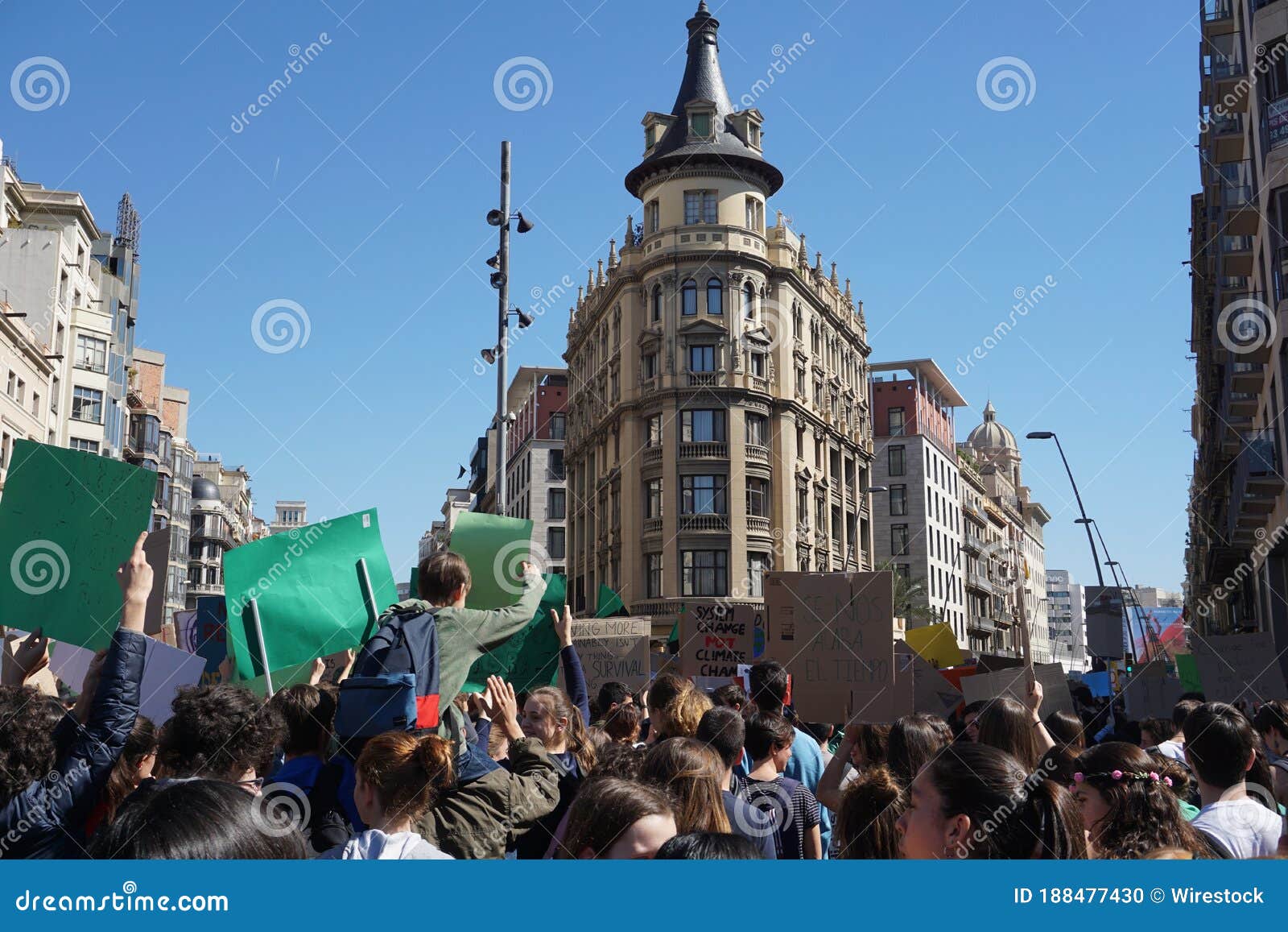 BARCELONA, SPAIN Mar 15, 2019 Climate Change Manifestation Editorial