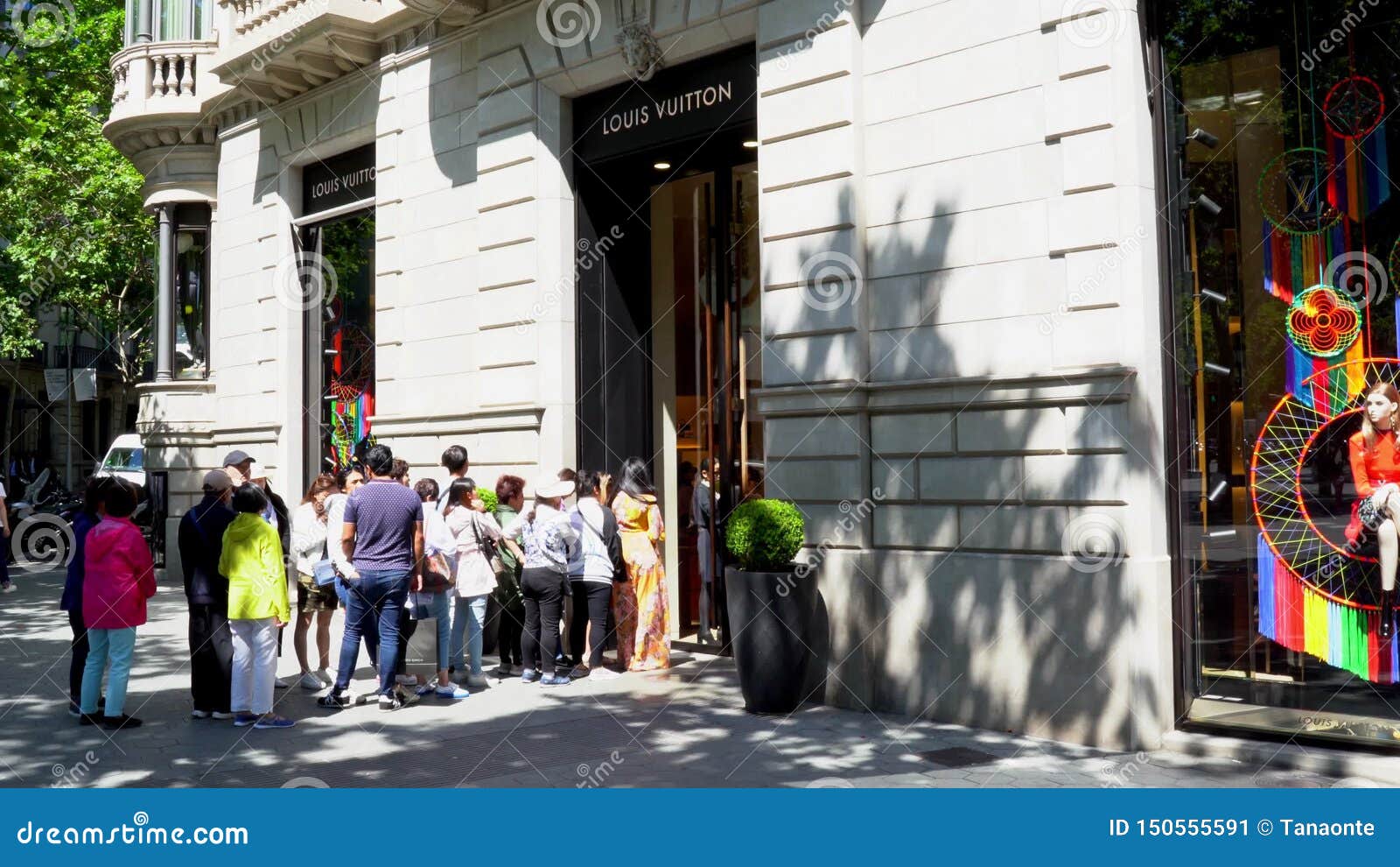 Barcelona, Spain. March 2018: People Queuing Up in Front of Louis