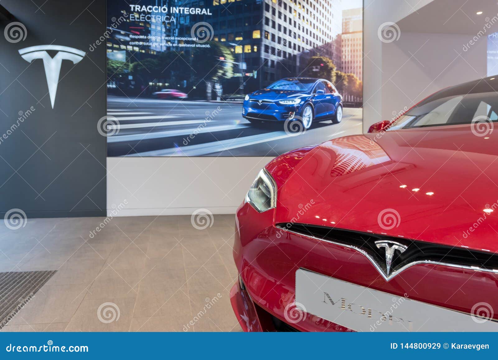 Barcelona, Spain -March 14, 2019: Tesla Cars Store Near ...