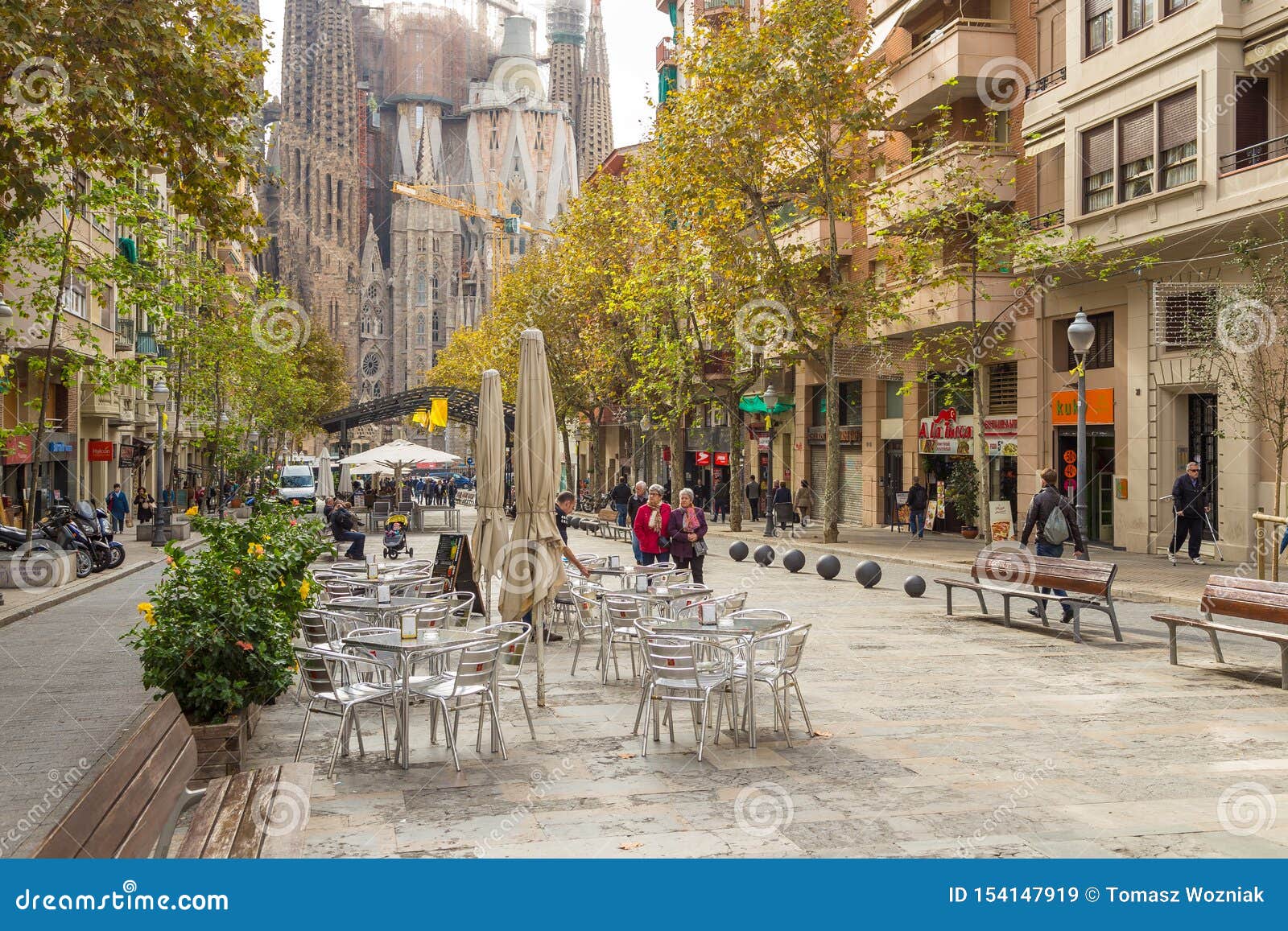 Arrer De Provenca, Narrow Street with Restaurant, Barcelona, Spain