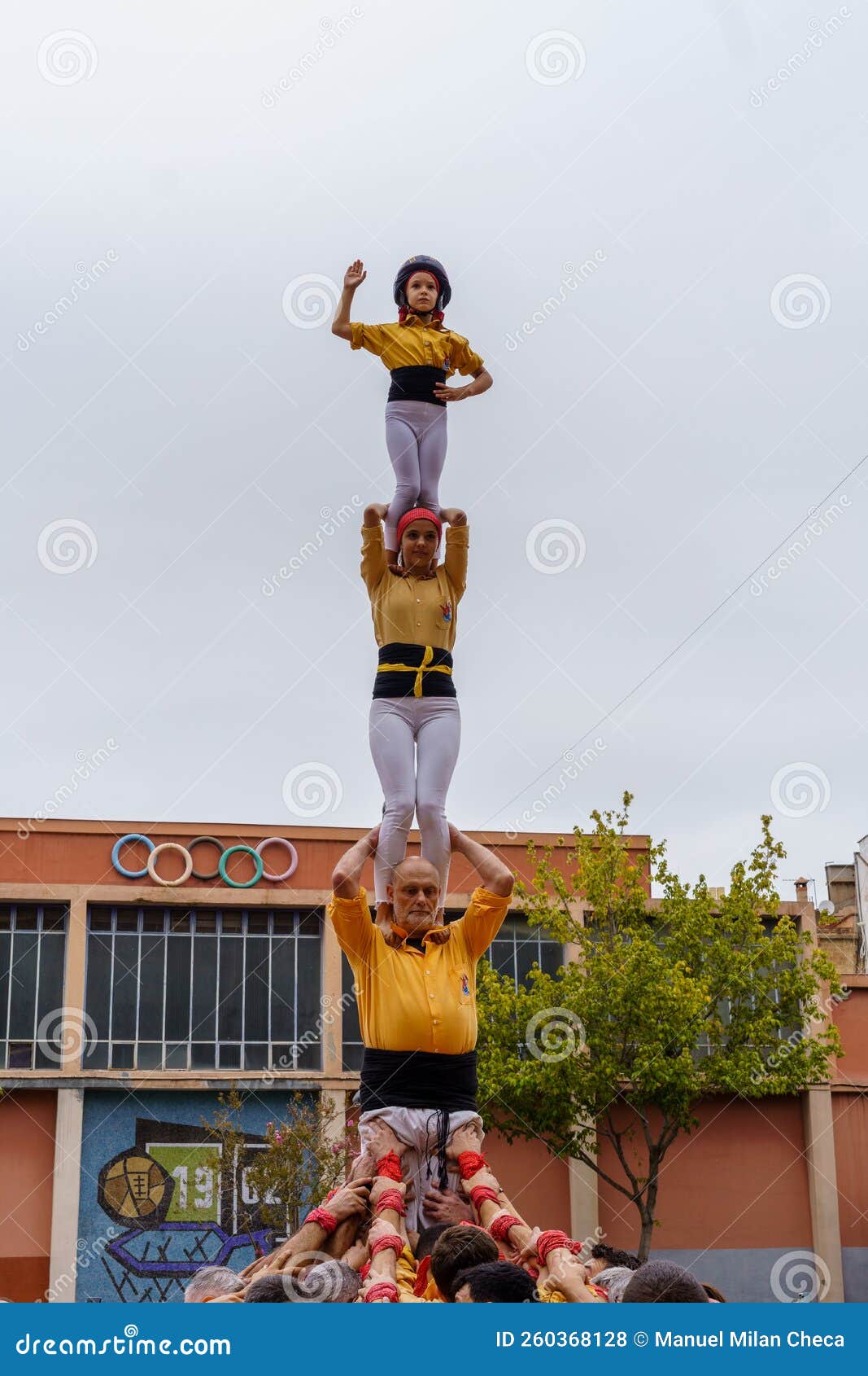 Barcelona, Spain-September 11, 2022. Castells are Human Towers that ...