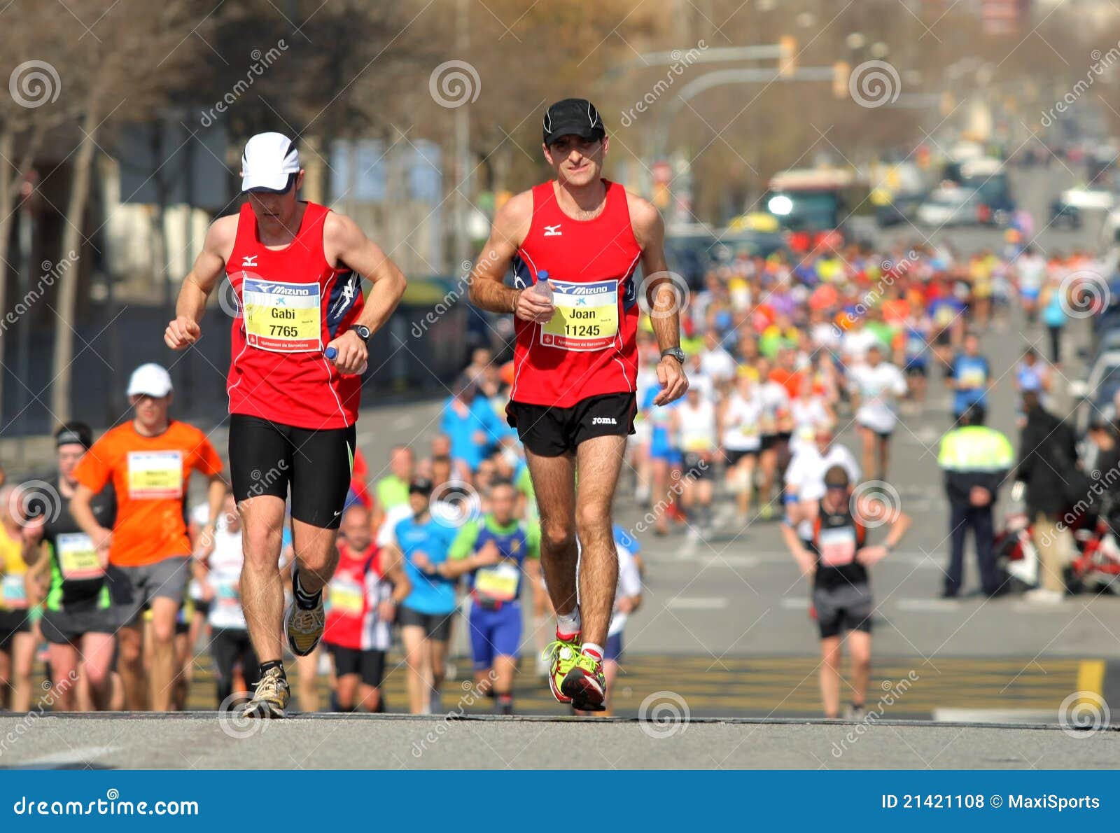 Barcelona Street Crowded of Athletes Running Editorial Stock Photo