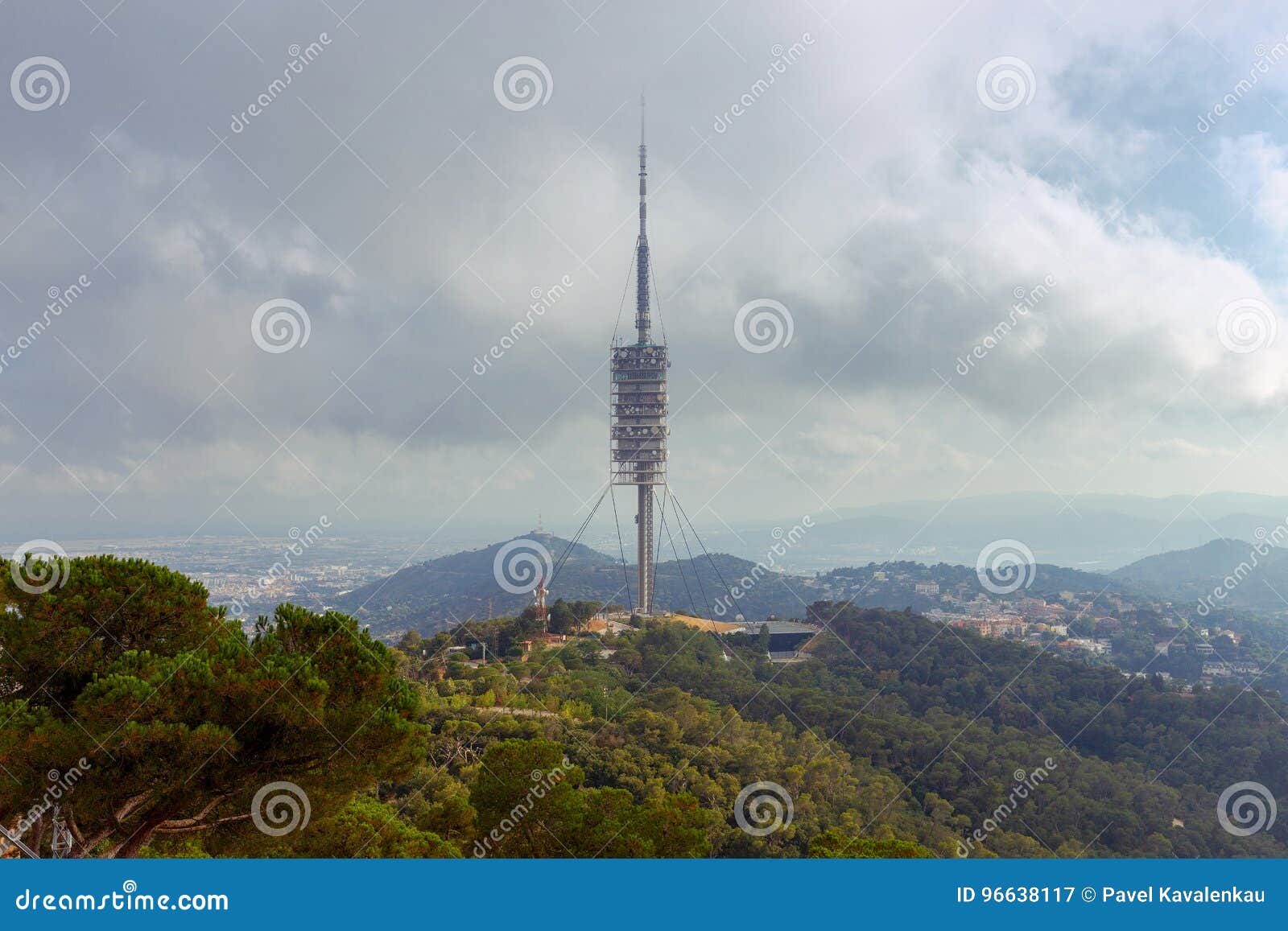 barcelona. a television tower in the park of collserola.