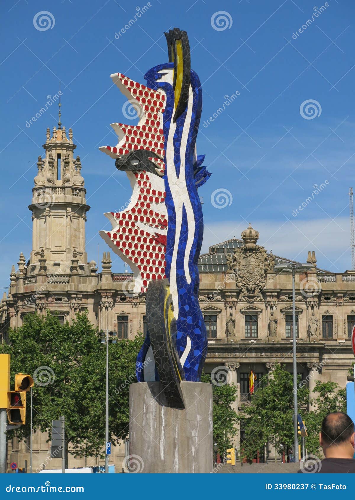 Barcelone Font Face, Roy Lichtenstein, Port Vell Photographie éditorial