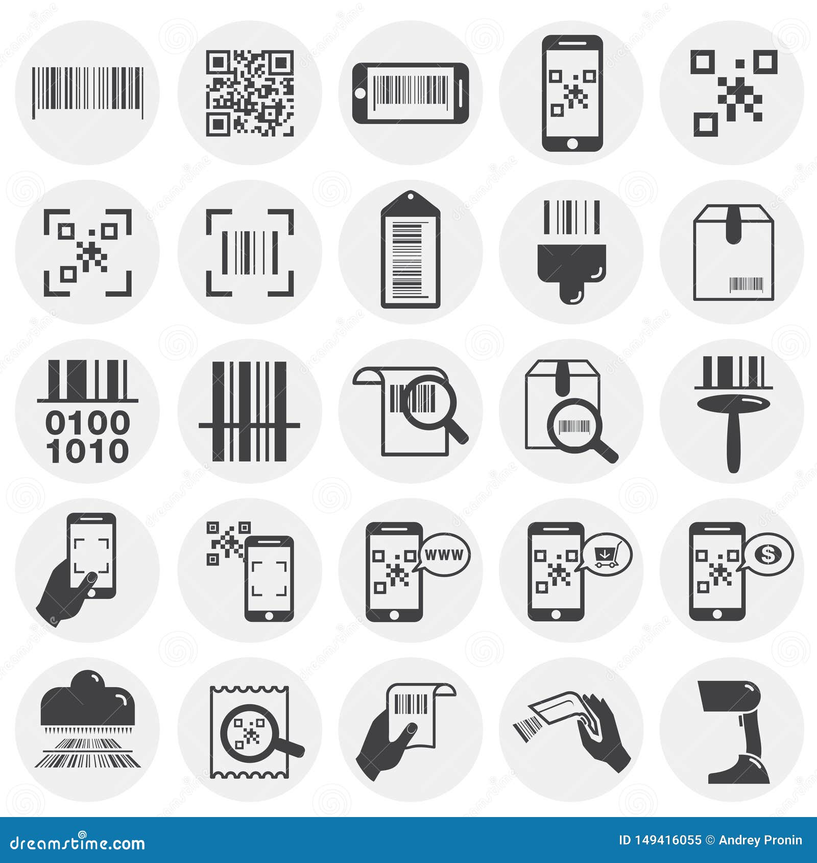 Barcode Related Icons Set on Background for Graphic and Web Design ...
