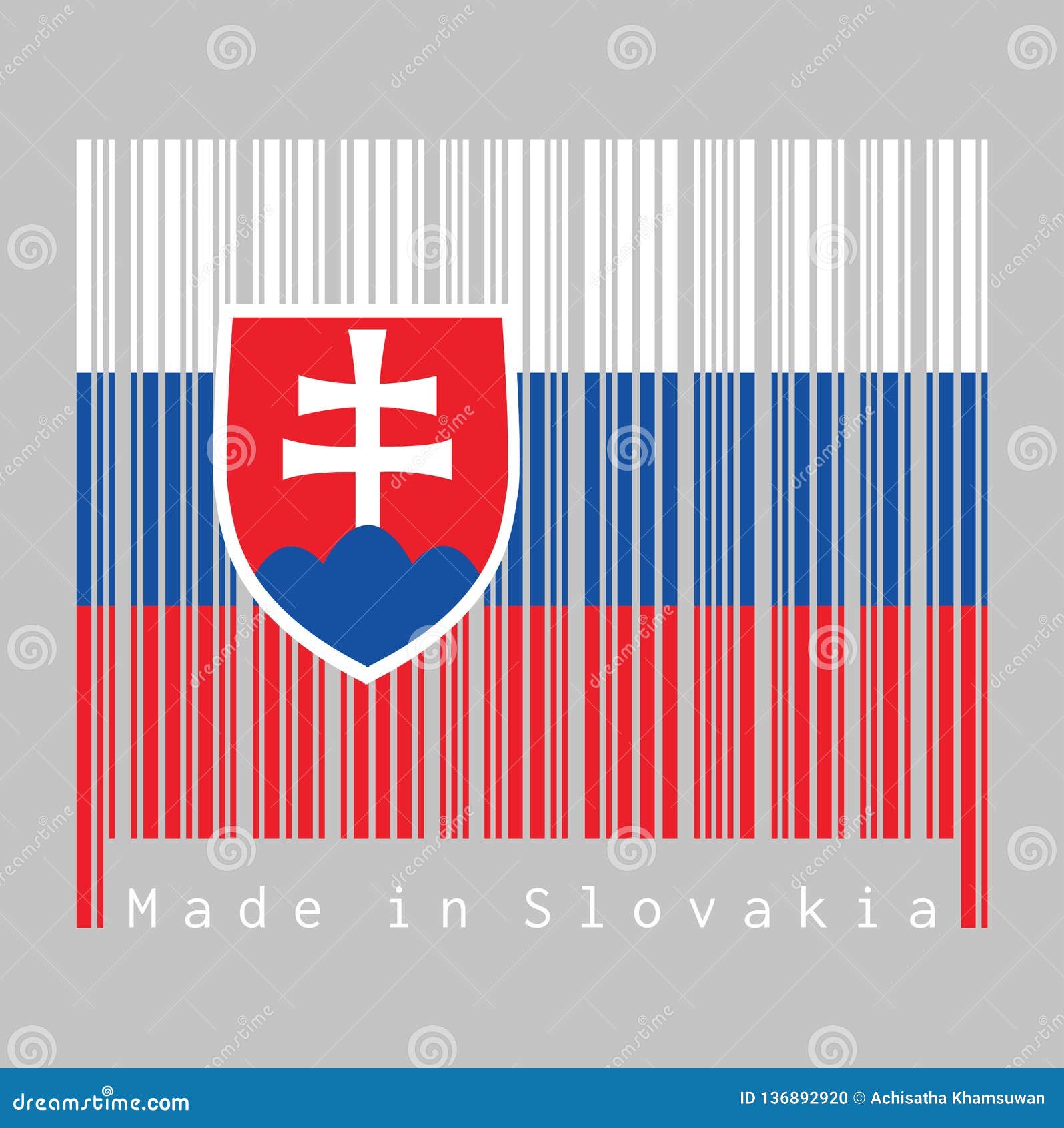 foretrække Sinewi Biskop Barcode Set the Color of Slovak Flag, White Blue and Red; Charged with a  Shield Containing a White Cross is Placed To Left of Stock Vector -  Illustration of drawing, sale: 136892920