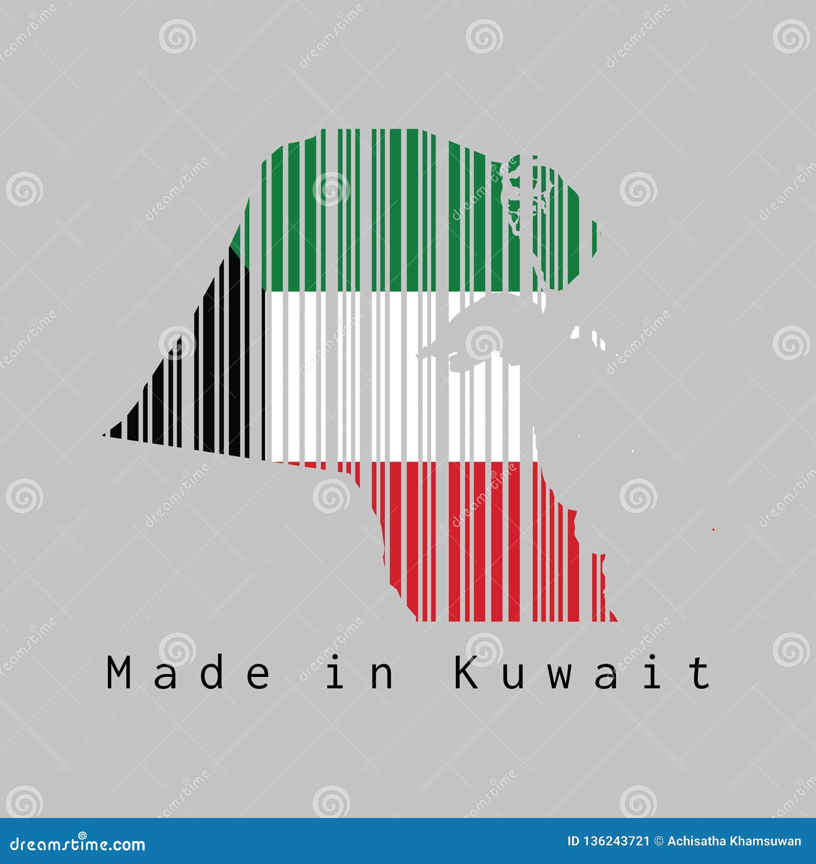 Barcode Set the Shape To Kuwait Map Outline and the Color of Kuwait