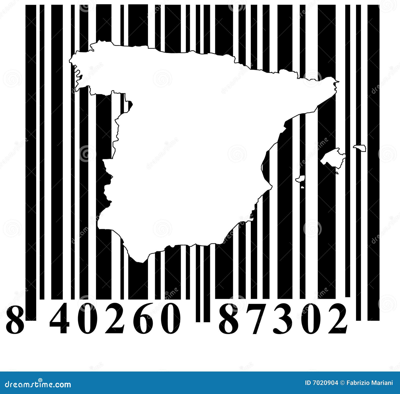 Barcode with Spain outline stock vector. Illustration of codeword 7020904