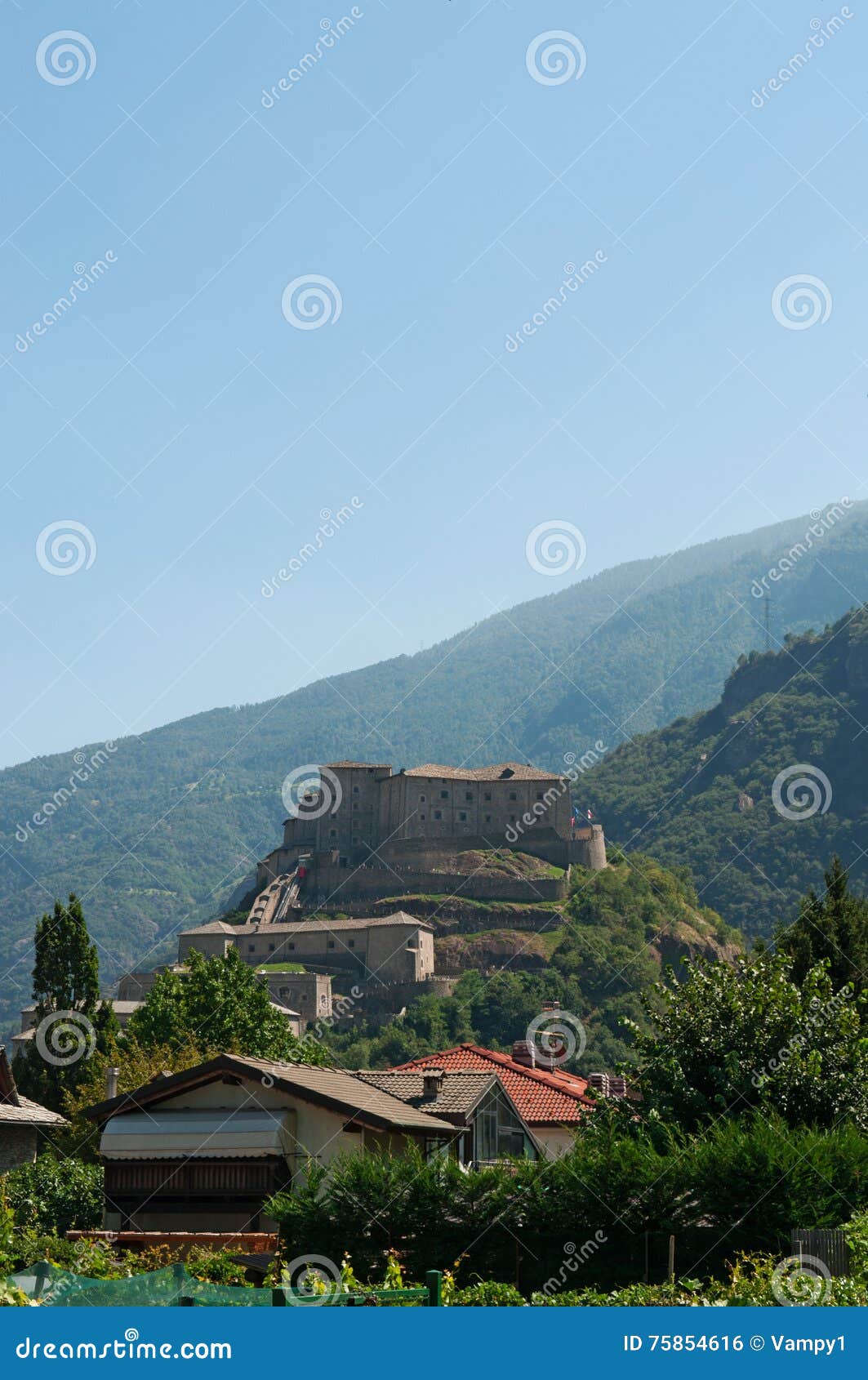 Bard The Aosta Valley Italy Europe Fort Bard Castle Fort Rock Skyline Landscape Stock Photo Image Of Hiking Fortified