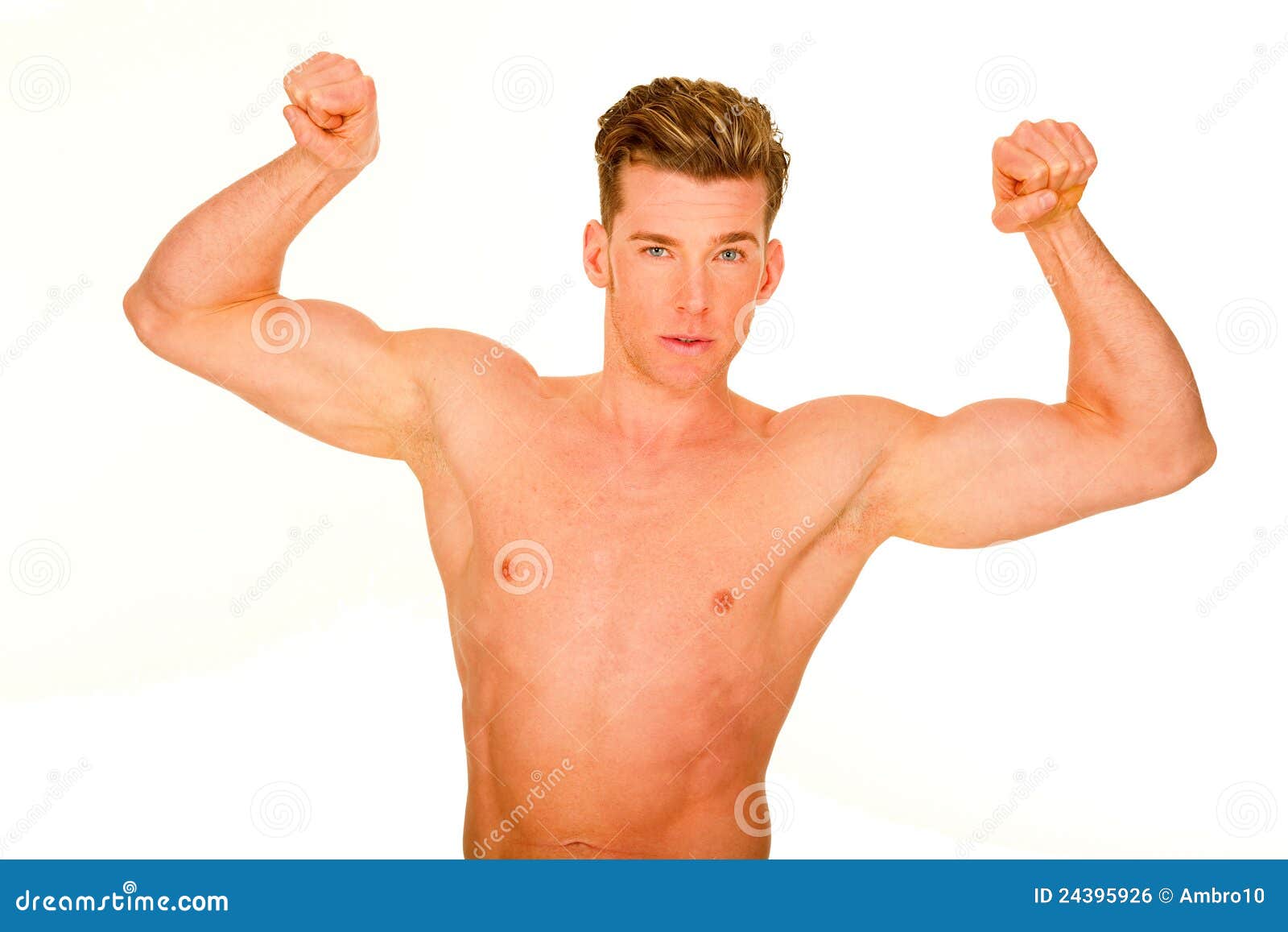Barechested Man Showing Muscles Stock Photo Image of masculinity