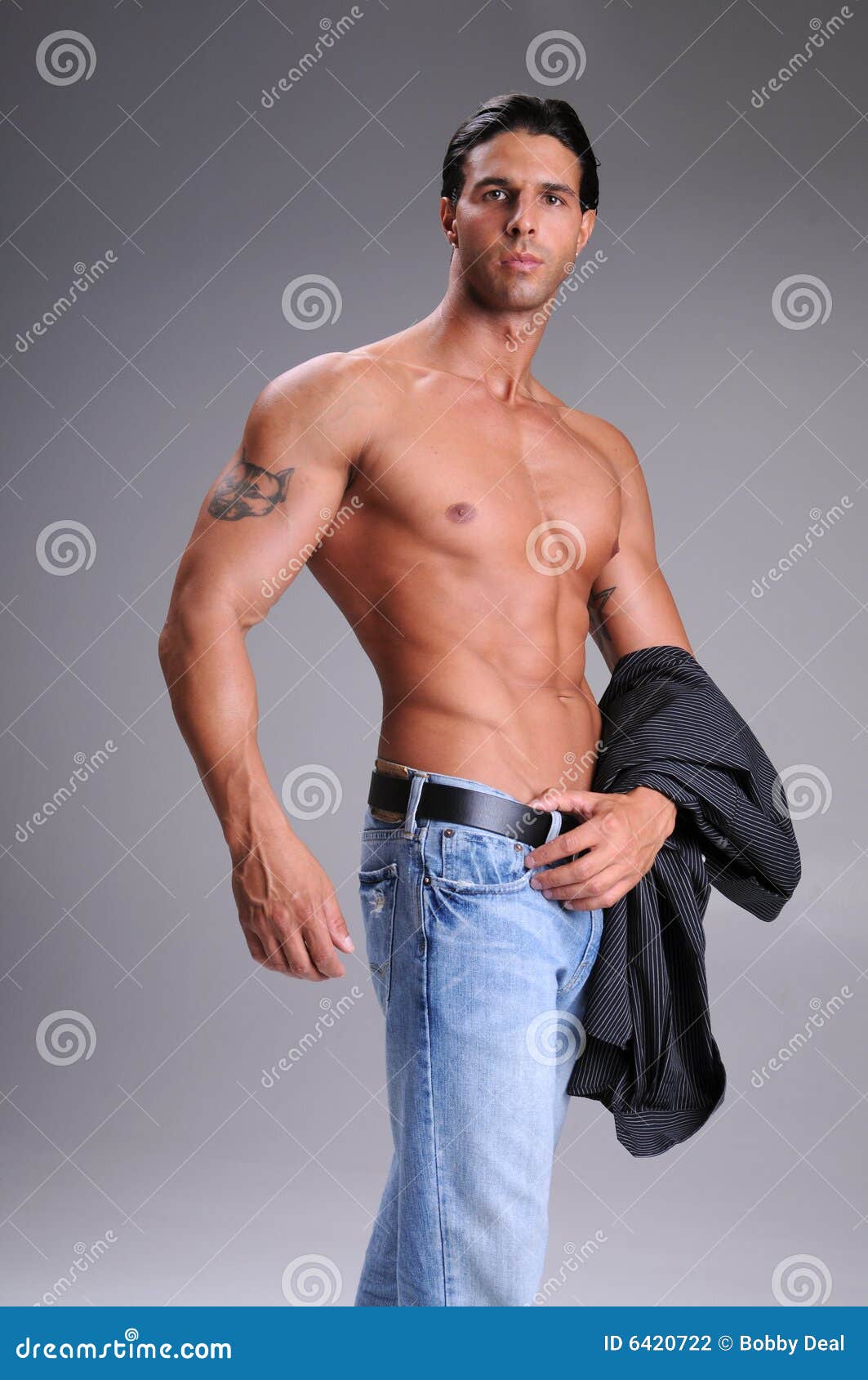 Bare Chested Young Man stock photo. Image of adult, standing 6420722